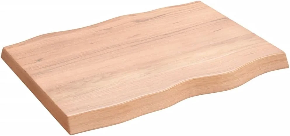 CHIDSL TUIONMJ Light Brown Solid Oak Wood TUIONMJ Top  23.6"x23.6"TUIONMJ.6"  Live Edge Design  Varnished Surface  for Home and Office Use