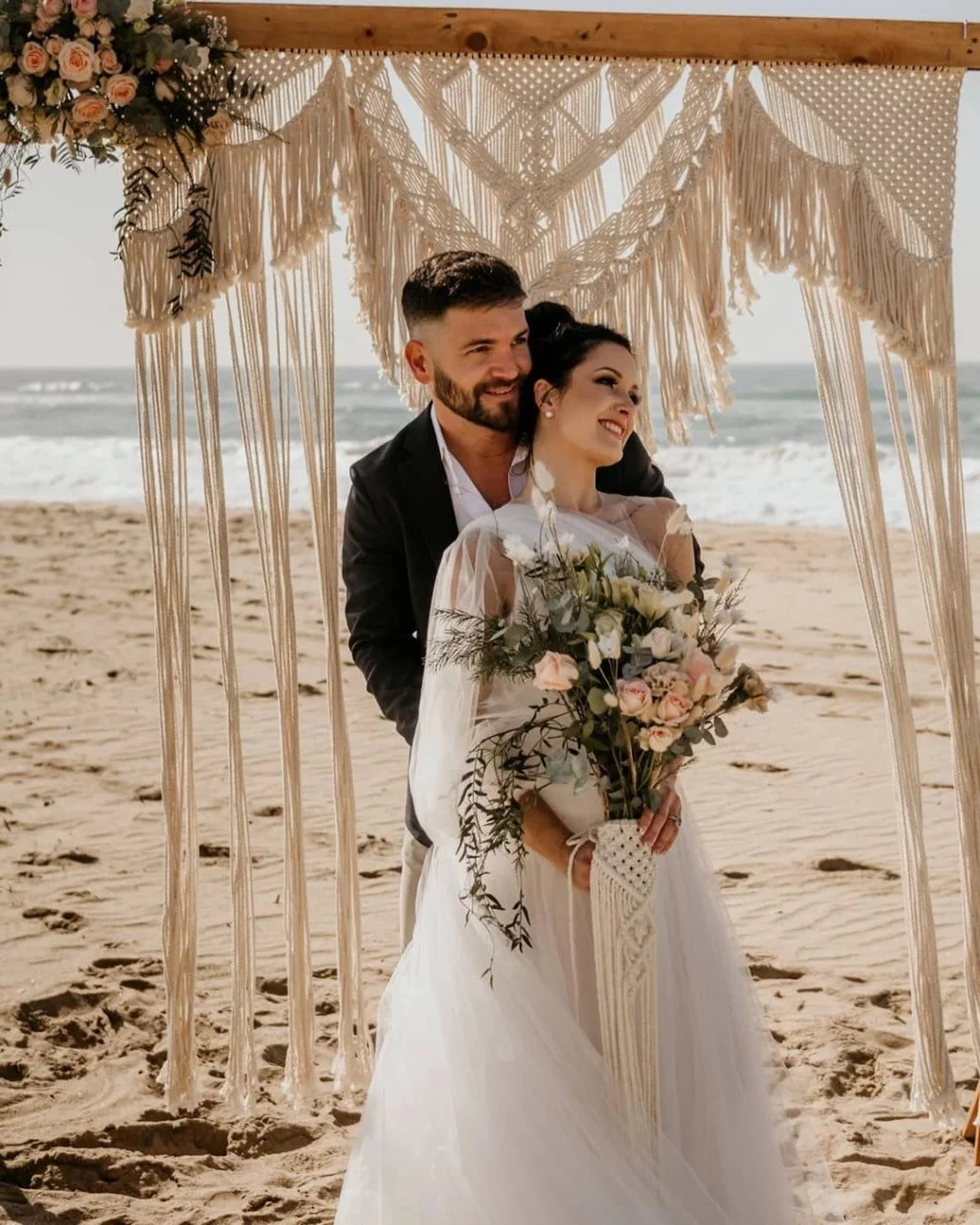 KNITTWORLD Handmade Wooden Rod Bohemian Decoration Wall Arch Backdrop Wedding Macramé Wall Tapestry | LARGE