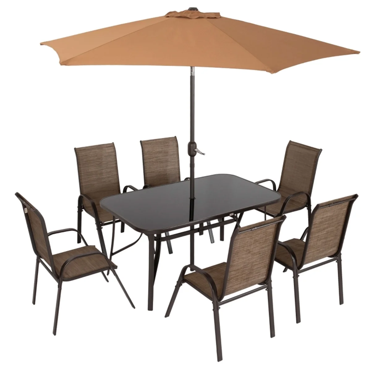 Outdoor Dining Table Set with Chairs and Umbrella - Weather-resistant, Easy Assembly, Perfect for Family Gatherings