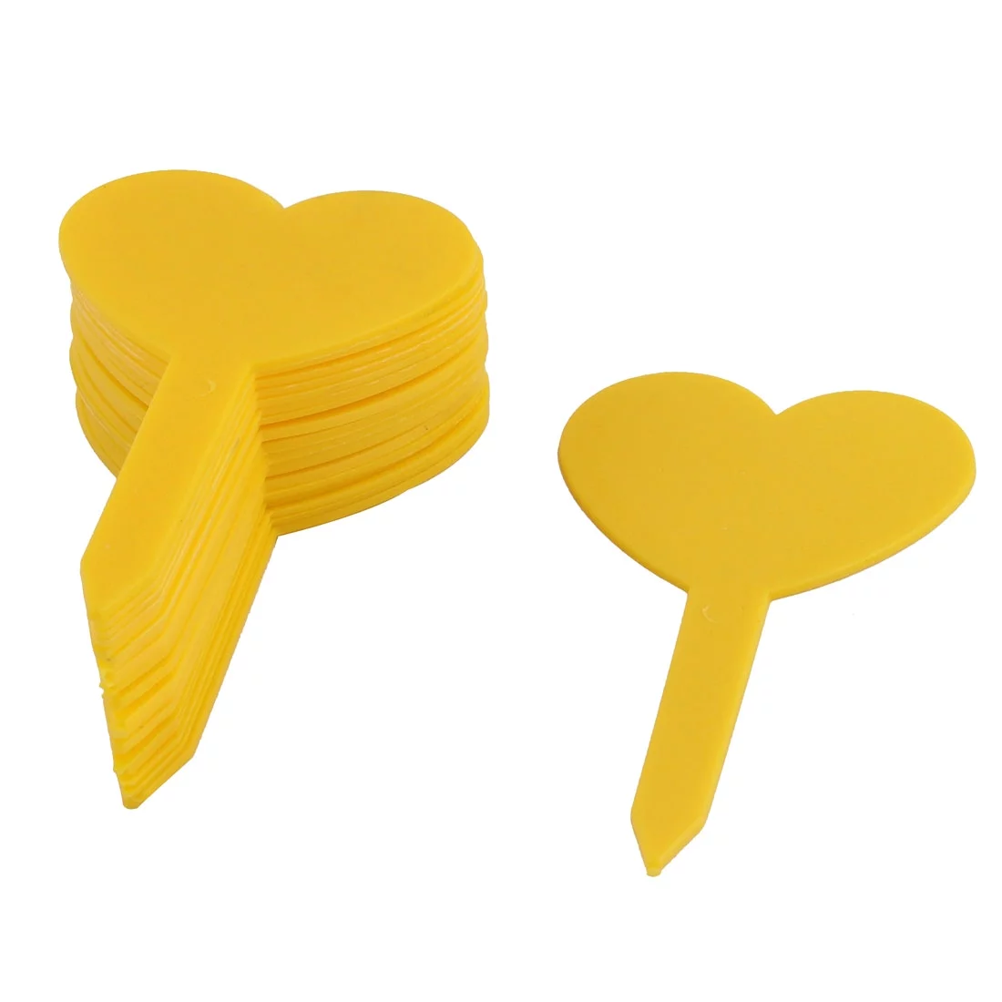 Uxcell Household Garden Plastic Heart Shaped Plant Seed Tag Label Marker Yellow 20Pcs