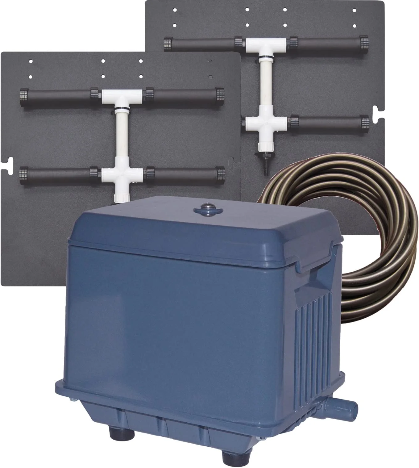 EasyPro PA8SWN Shallow Pond Aeration Kit for Ponds up to 7' Deep/Dual Diffuser System/KLC80 Compressor/115 Volts/cUL&UL Listed for Outdoor Use/Designed for Continuous Operation/Long Lasting & Oil Free