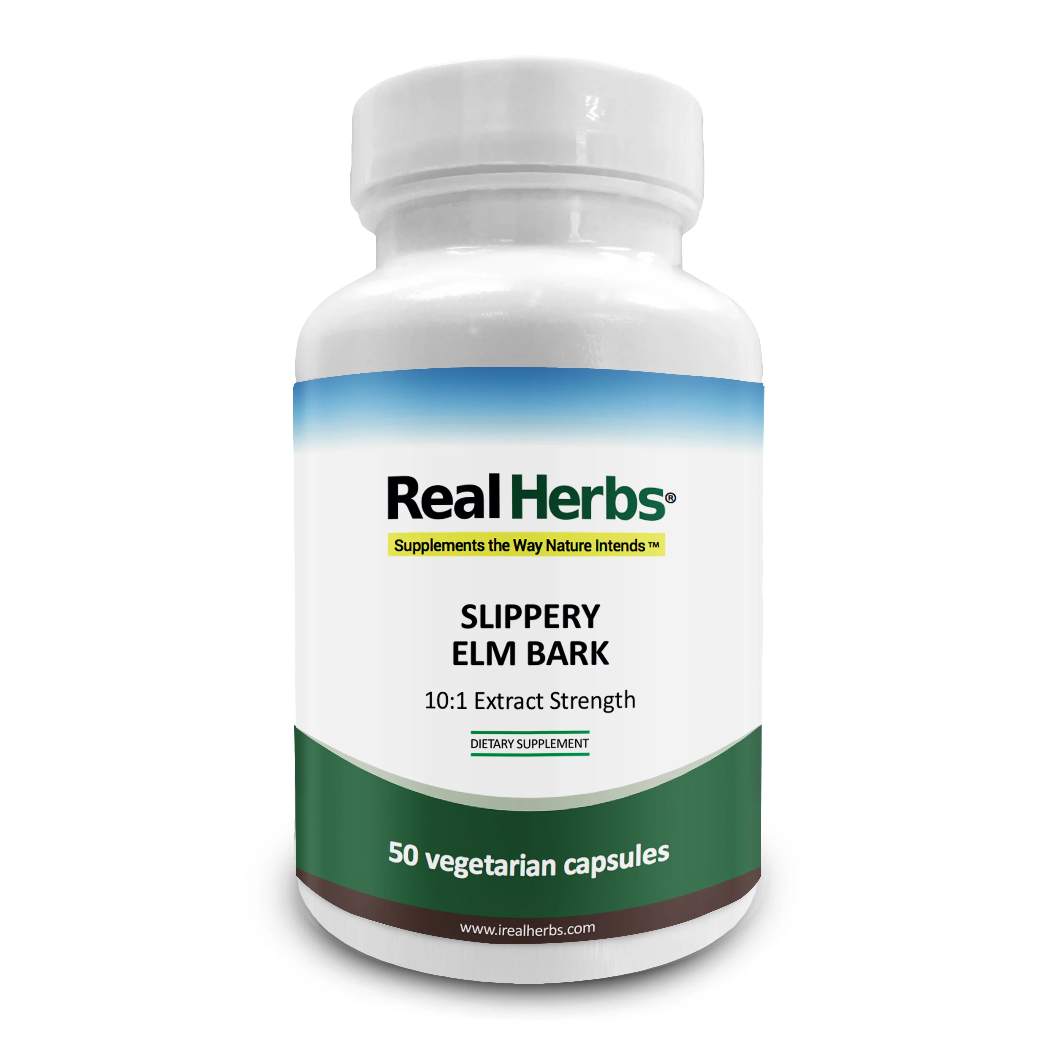 Real Herbs Slippery Elm Bark Extract with 10:1 Extract Supplement - 50 Vegetarian Capsules