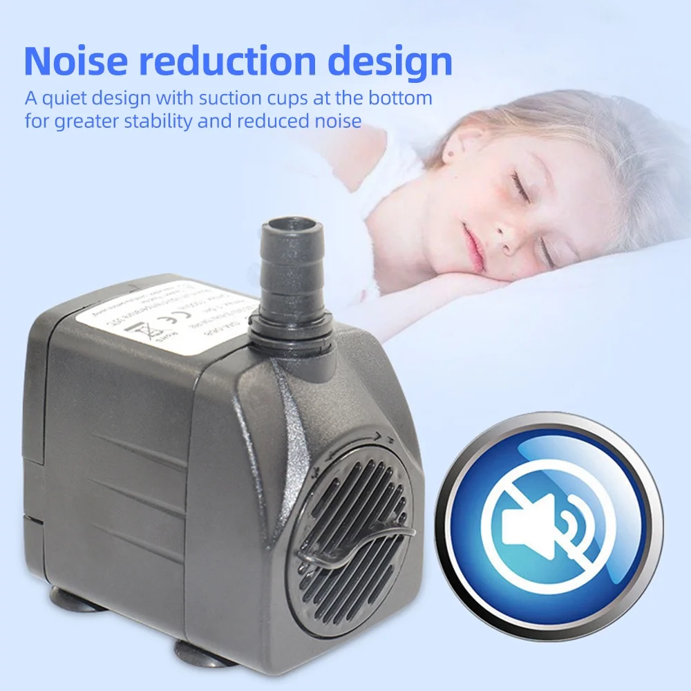 Pump,Pump With Fish Pond Nozzle 1000l/h Pump With Nozzle 1000l/h And Suction Cup Max 4.9ft Lift Pump Fish Submersible Water Pump Lift And Suction 4.9ft Lift And Pond