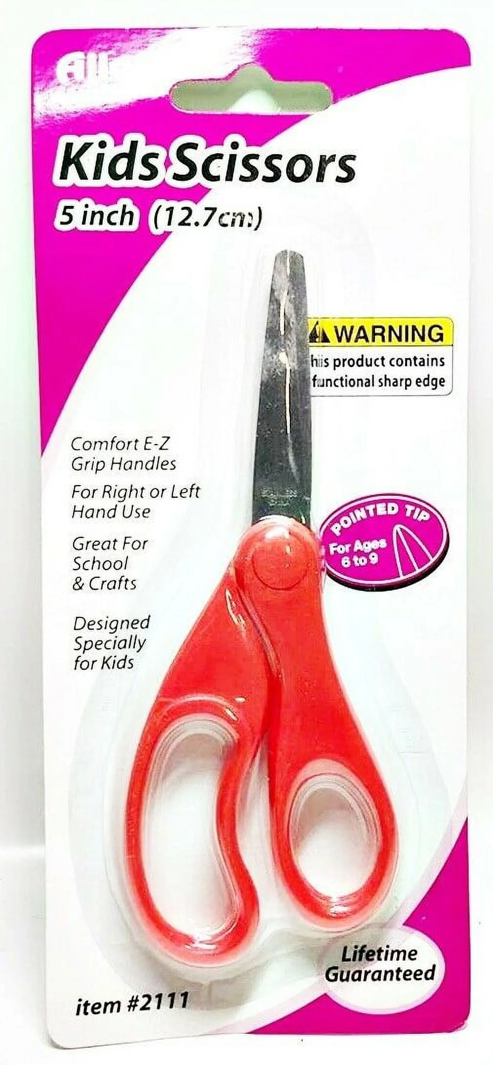 Lot of 3 Allary #2111 Kids 5-in Pointed Tip Scissors, Red