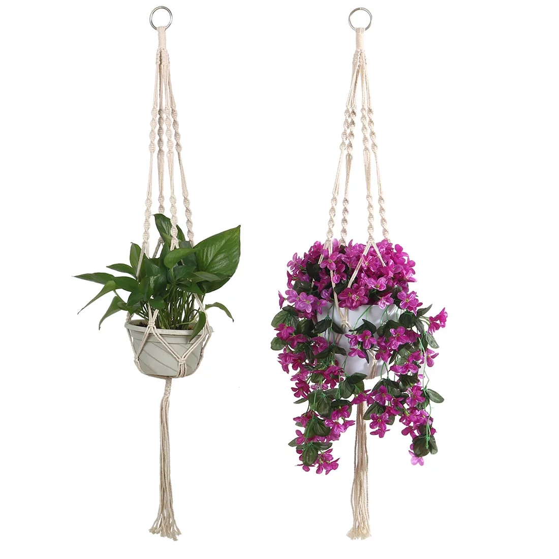 Macrame Knotted Flower Pot Plant Hanger Handmade Braided Rope 39.4 Inch Length