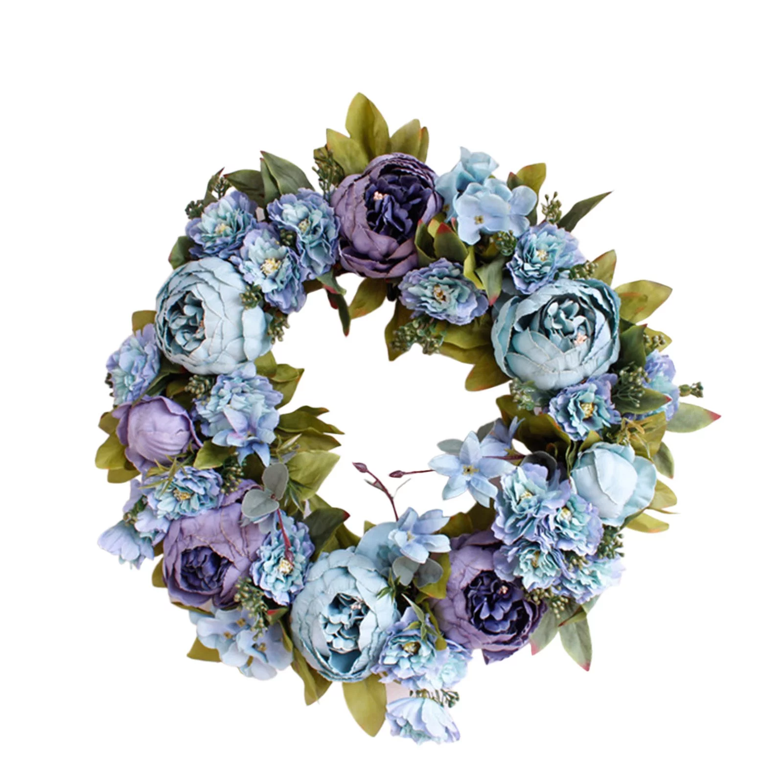 Yeetfub Faux flowers Silk Flowers Spring Leaf Wreath Plastic Artificial Plant Home Decoration Wreath Front Door for Window Garden Office Patio Planter Pathway Front Porch