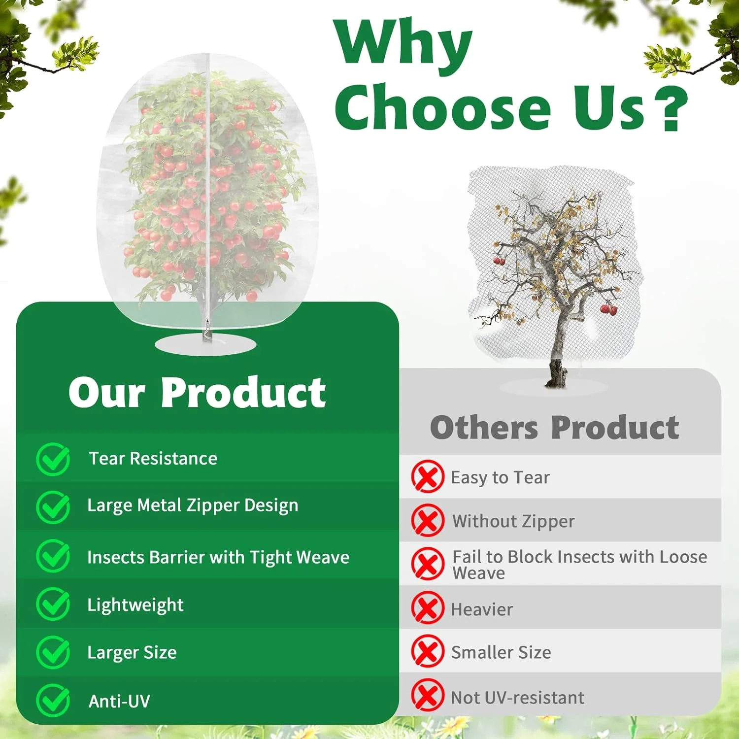 4 Pack Garden Plant Fruits Blueberry Bushes Protection Netting Covers Barrier Mesh Bags, Blueberry Tomato Protection Net with Zipper & Drawstring