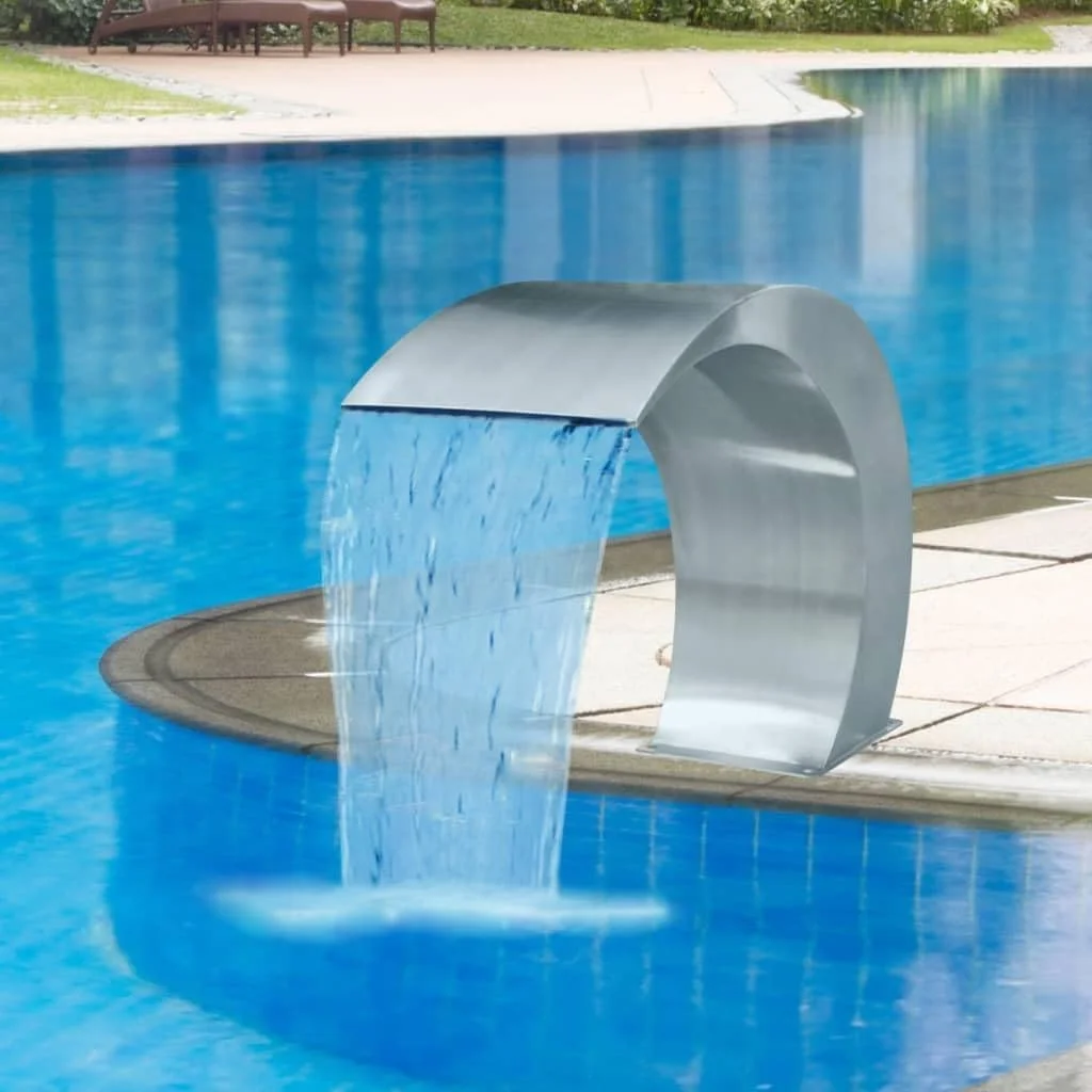Stainless Steel Garden Waterfall Pool Fountain - Resistant, Chlorine-Resistant, Easy-To-Assemble, 17.7