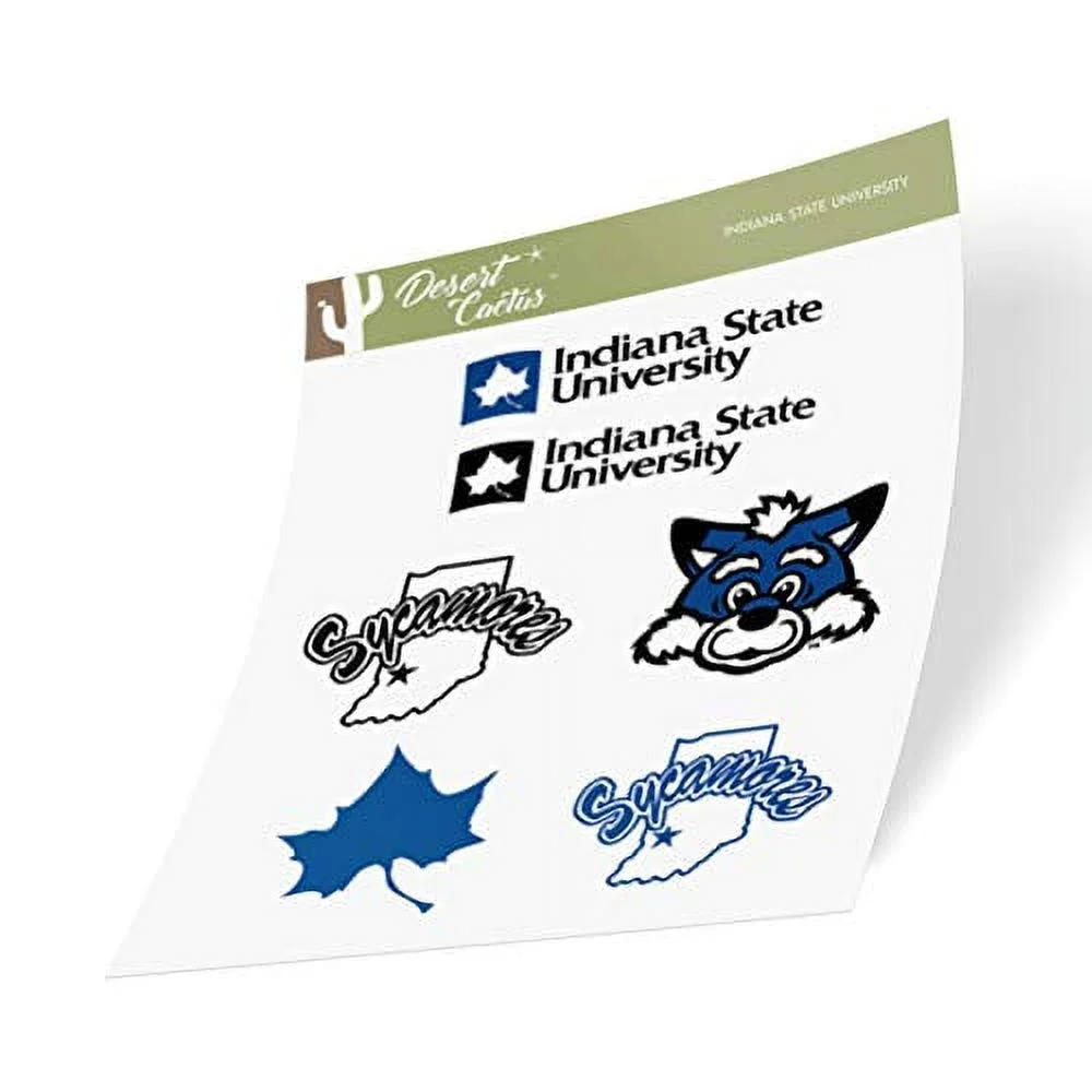 Indiana State University ISU Sycamores NCAA Sticker Vinyl Decal Laptop Water Bottle Car Scrapbook (Type 2 Sheet)