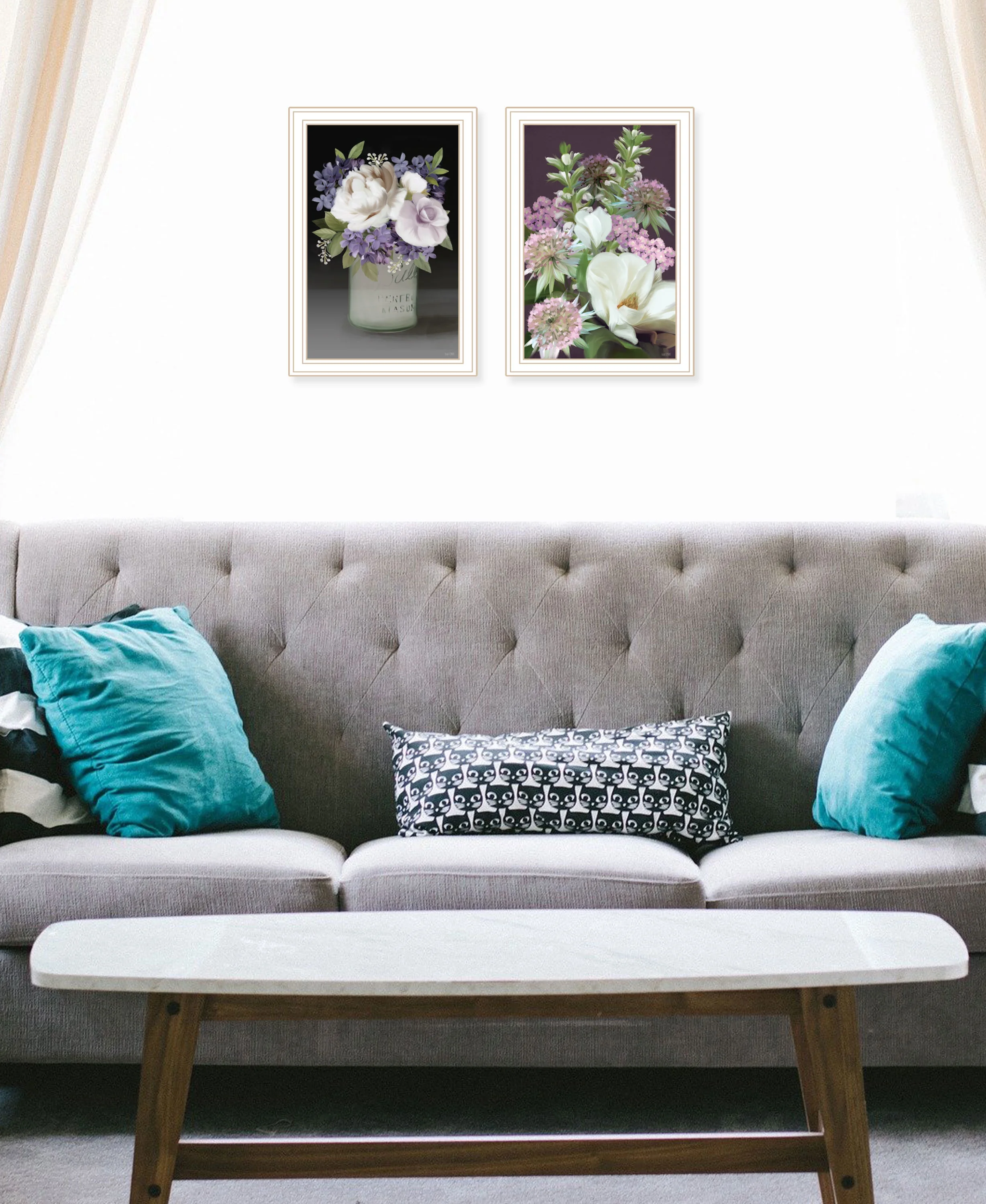 Fenway Lilac & Wild Plum Bouquet Wall Art Set - 2 Pieces - American-Made Floral Decor