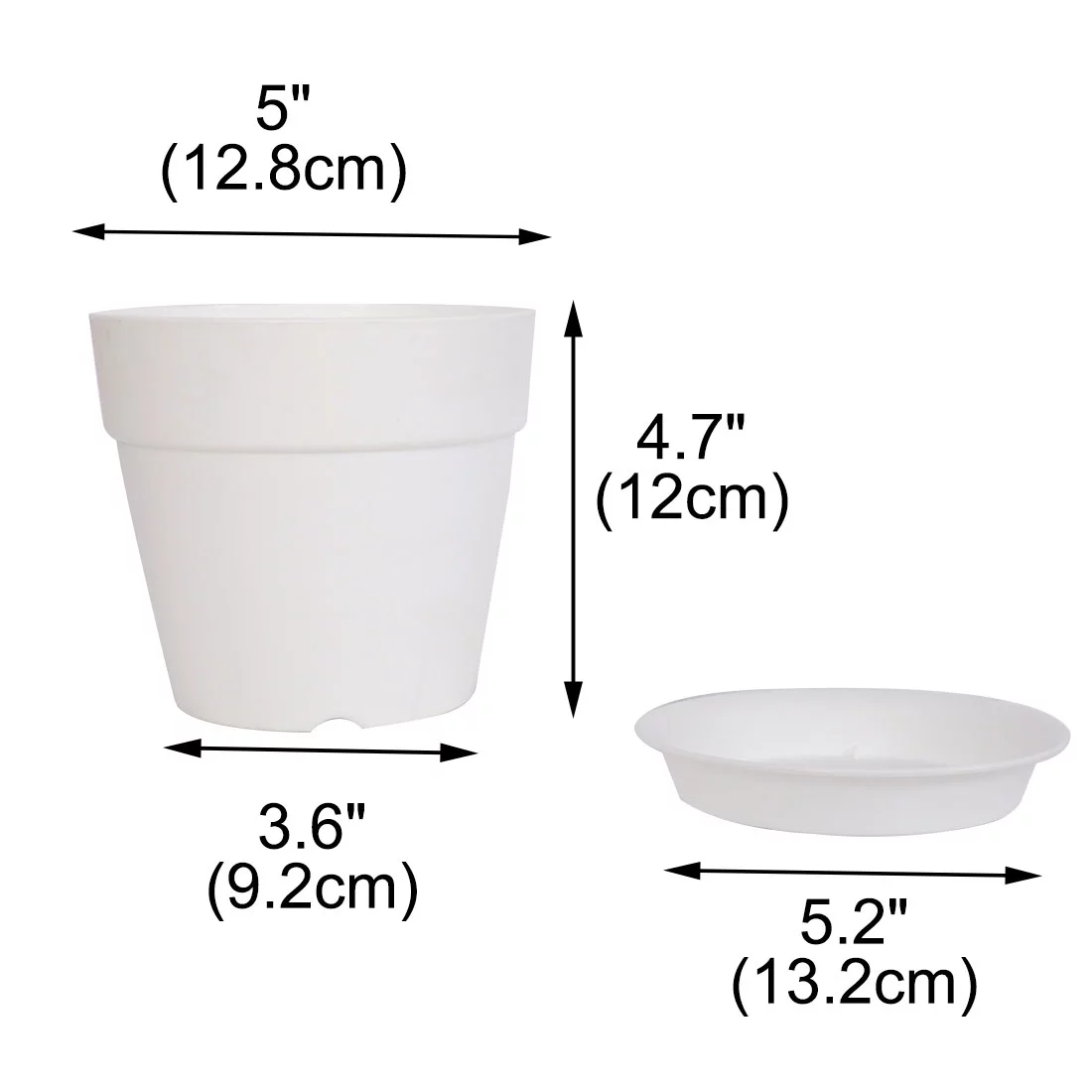 Home Balcony Plastic Round Design Flower Cactus Plant Holder Planter Pot White
