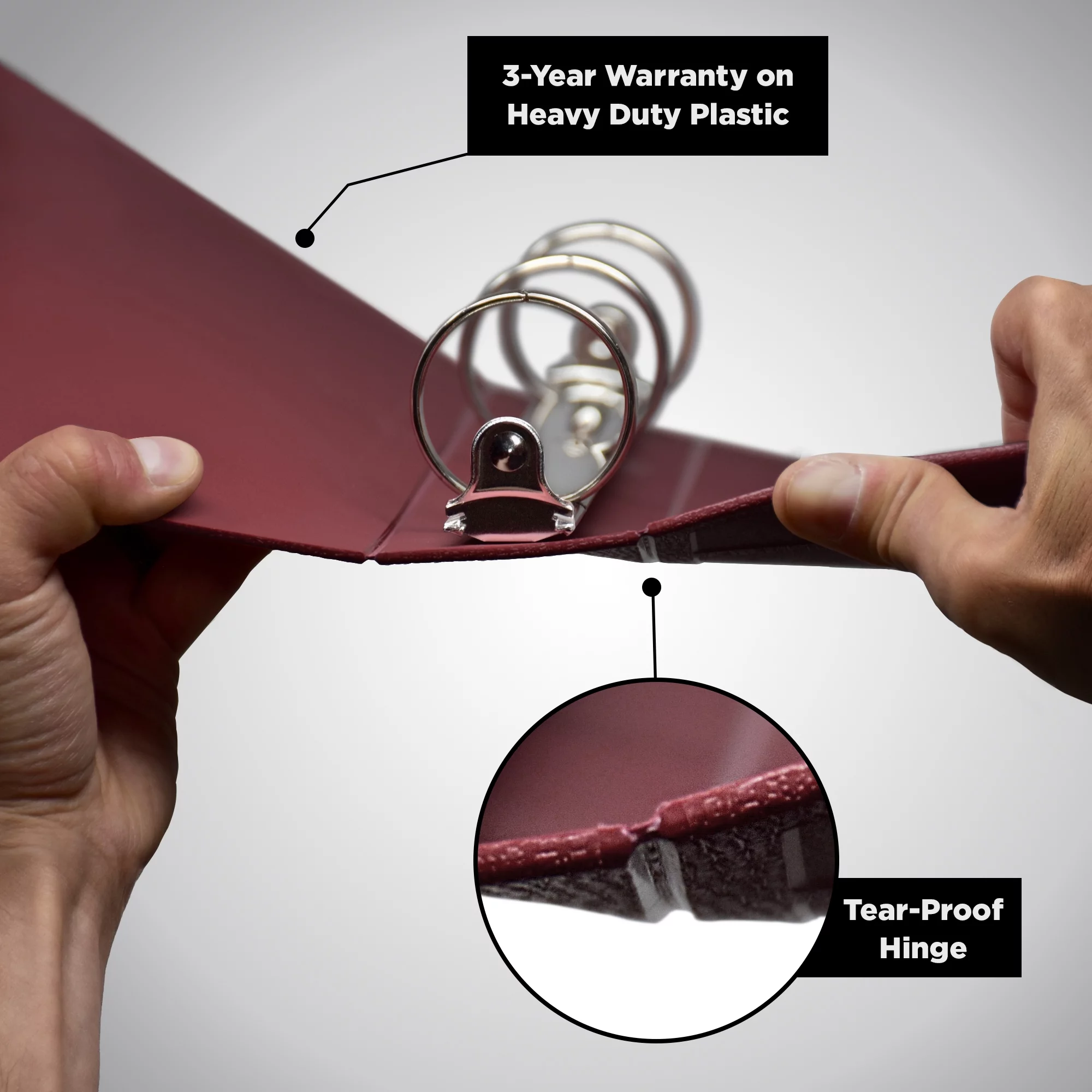 Carstens 4-Inch Heavy Duty 3-Ring Binder - Side Opening, Wine