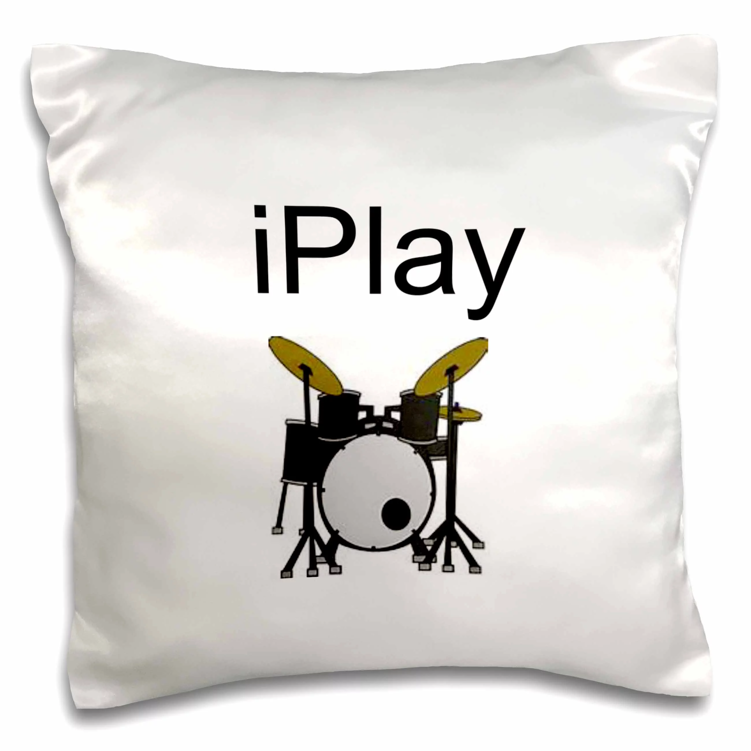 I play, picture of drum set, black lettering 16x16 inch Pillow Case pc-172402-1