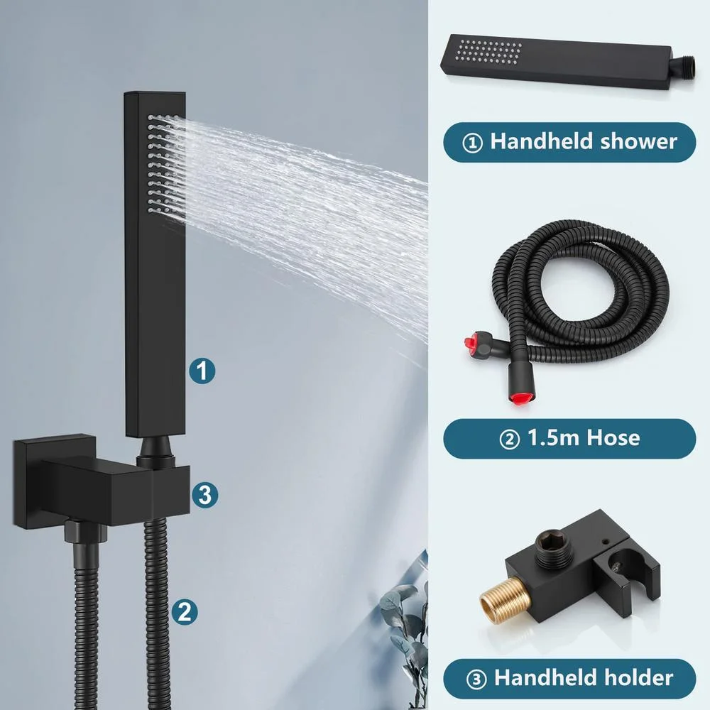 Flroha Shower Head and Faucet Set | Shower System Shower Set | Faucet Shower with Hose, Matte Black Shower Fixtures, Anti-Leak Handheld Shower Combo, Height/Angle Adjustable