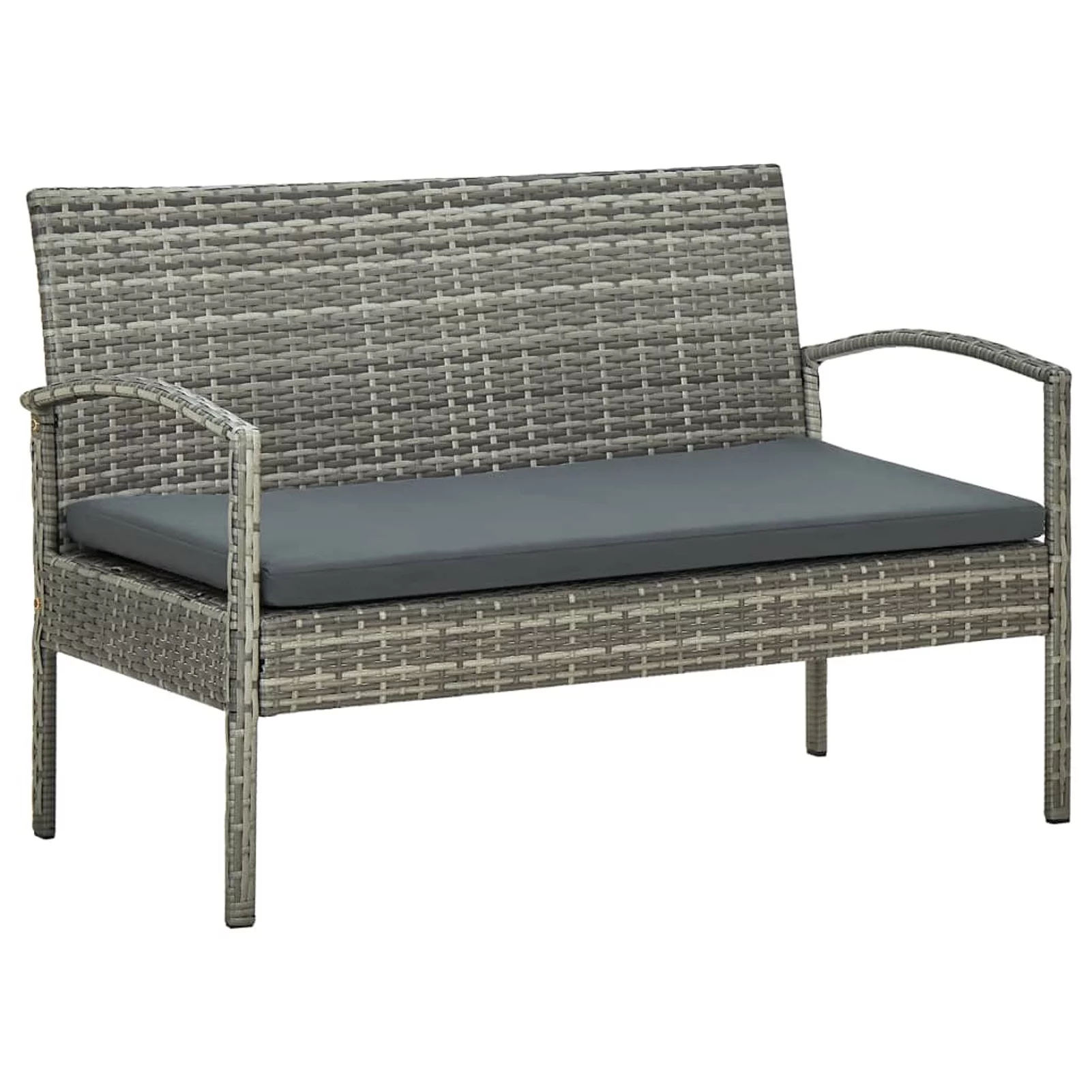 Walmeck 5 Piece Patio Set with Cushions Poly Rattan Gray