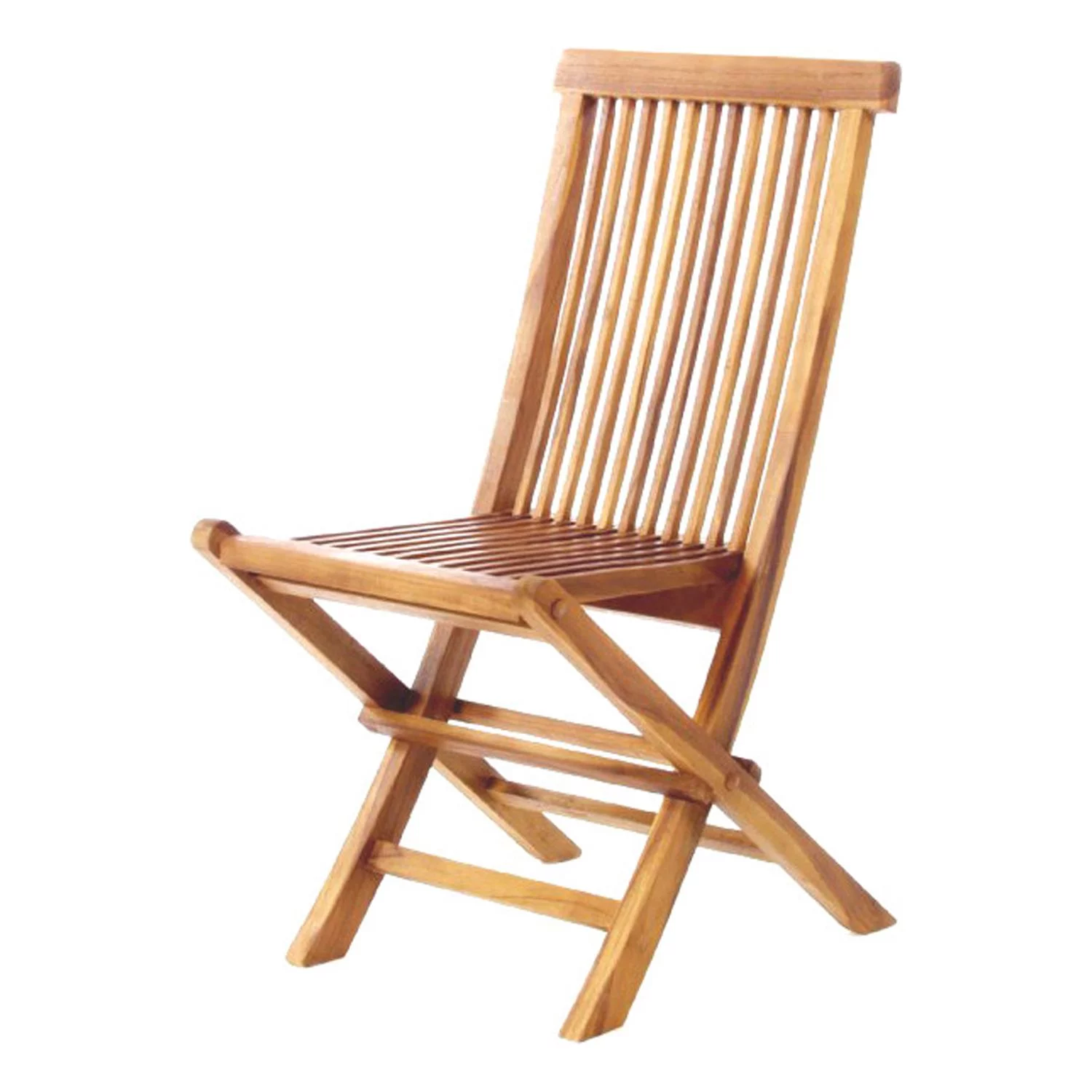 D-Art Collection Teak Solid Wood Crestwood Folding Chair in Natural (Set of 2)