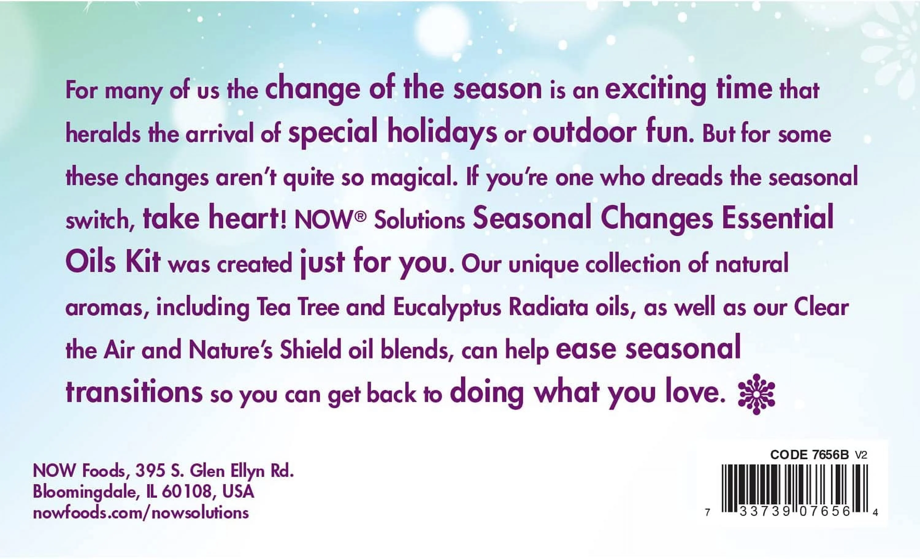 NOW Essential Oils, Seasonal Changes Balancing Aromatherapy Kit, 4x10ml Including Tea Tree, Eucalyptus Radiata, Clear the Air and Nature’s Shield Oil Blend With Child Resistant Caps