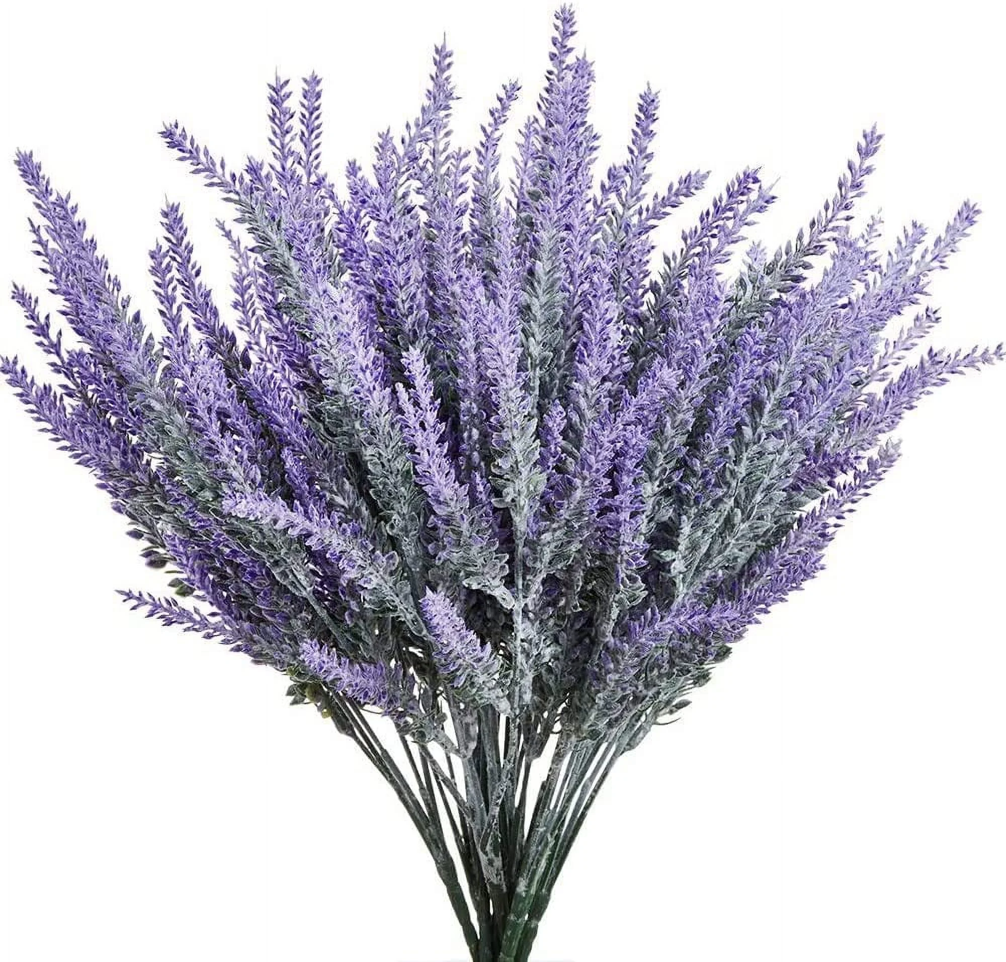 Zukuco Artificial Lavender Flowers Plants 8 Pieces, Lifelike UV Resistant Fake Shrubs Greenery Bushes Bouquet to Brighten up Your Home Kitchen Garden Indoor Outdoor Decor