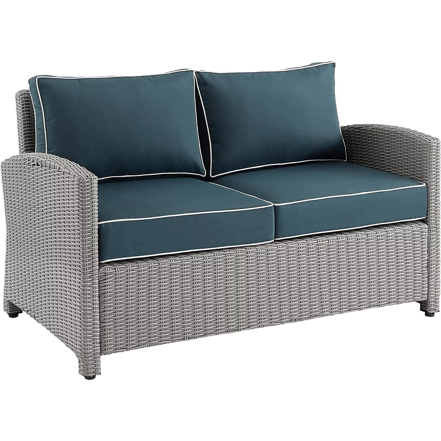 HomeStock Rustic Refinement Outdoor Wicker Loveseat Navy/Gray