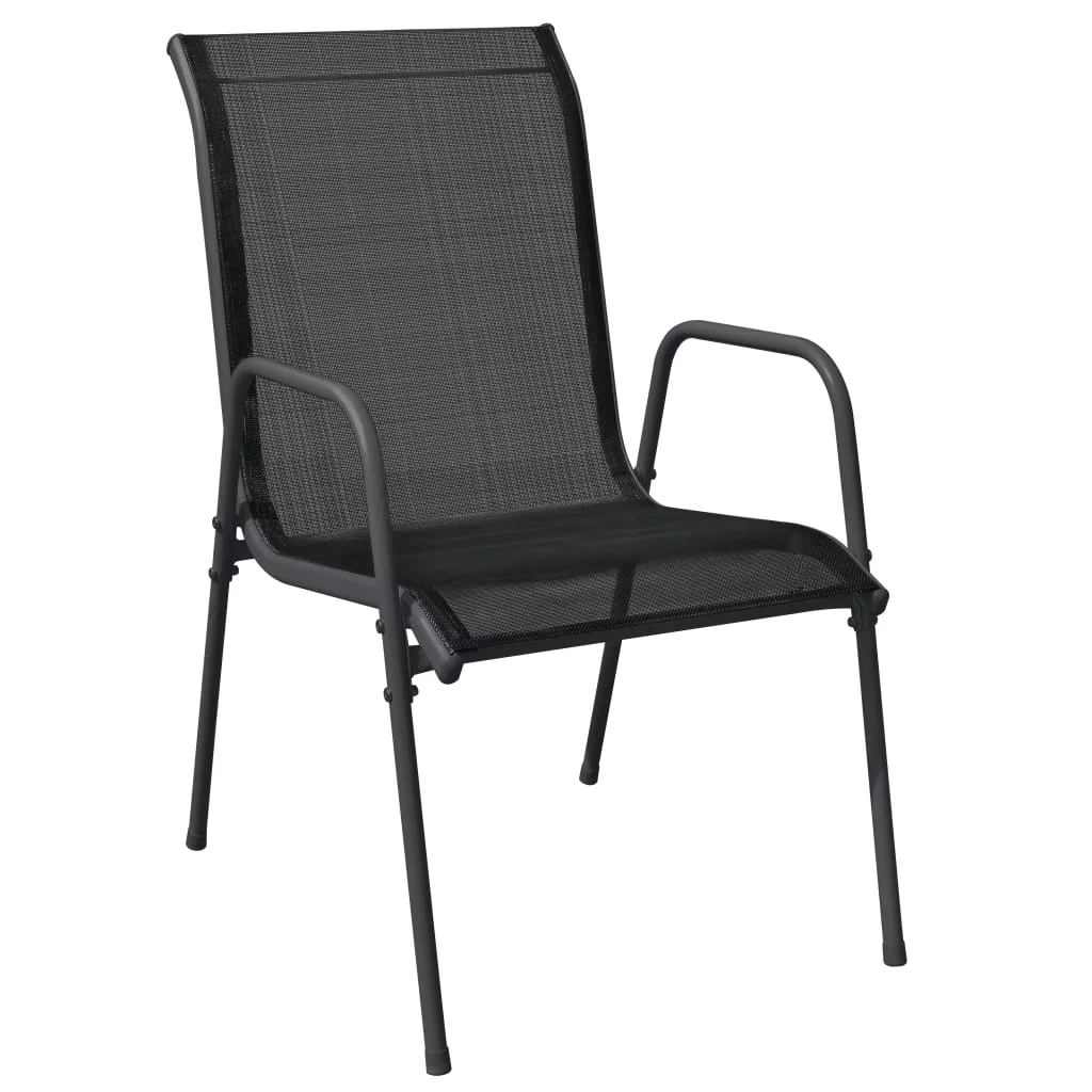 Uteam Black Steel Textilene Patio Dining Set 3-Piece