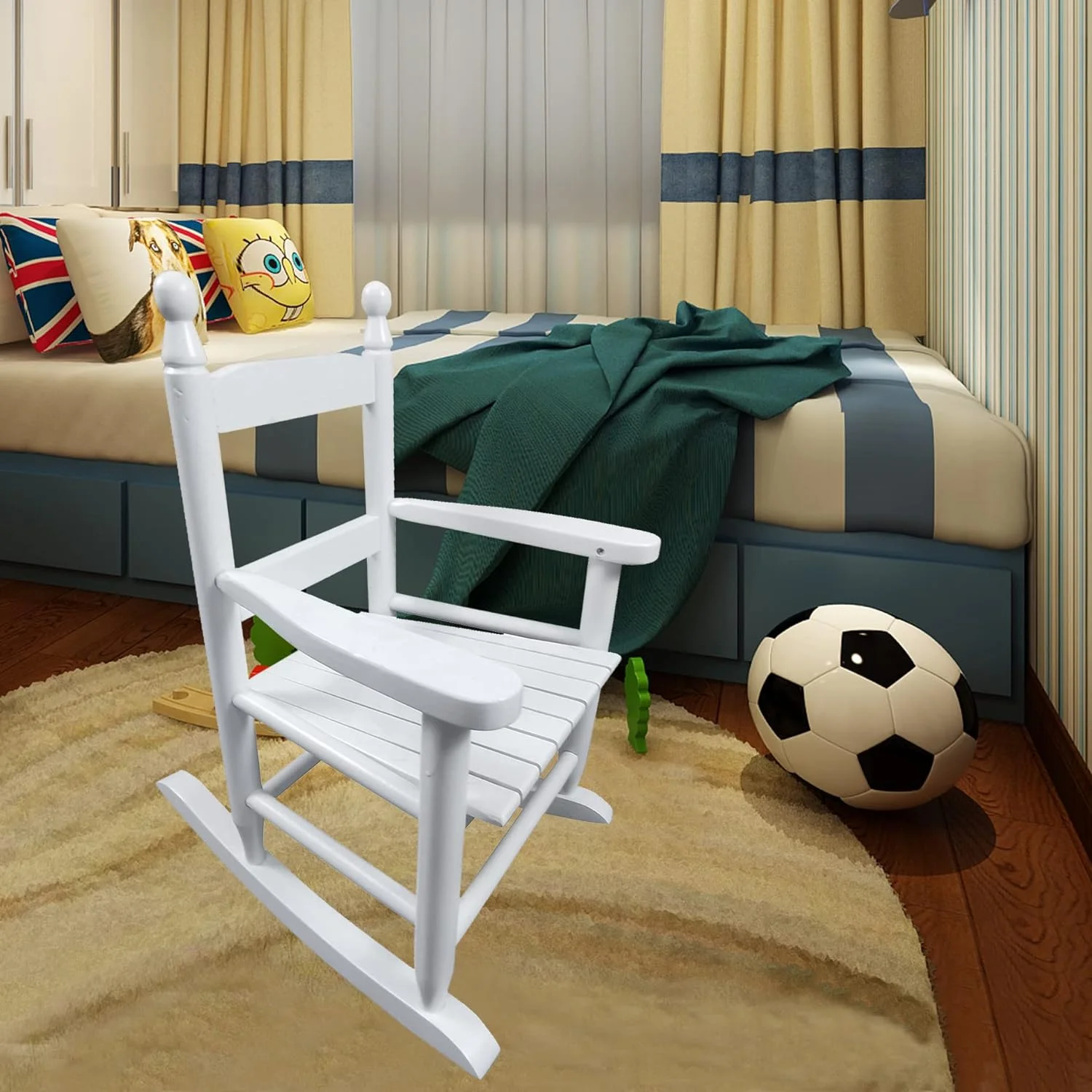 DSZBNUIO Rocking Chair for Toddlers  Childs Rocker Chair  Wooden Rocking Lounge Chairs for Girl Boy Indoor Outdoor Features Classic Rocker Design and Hardwood Construction