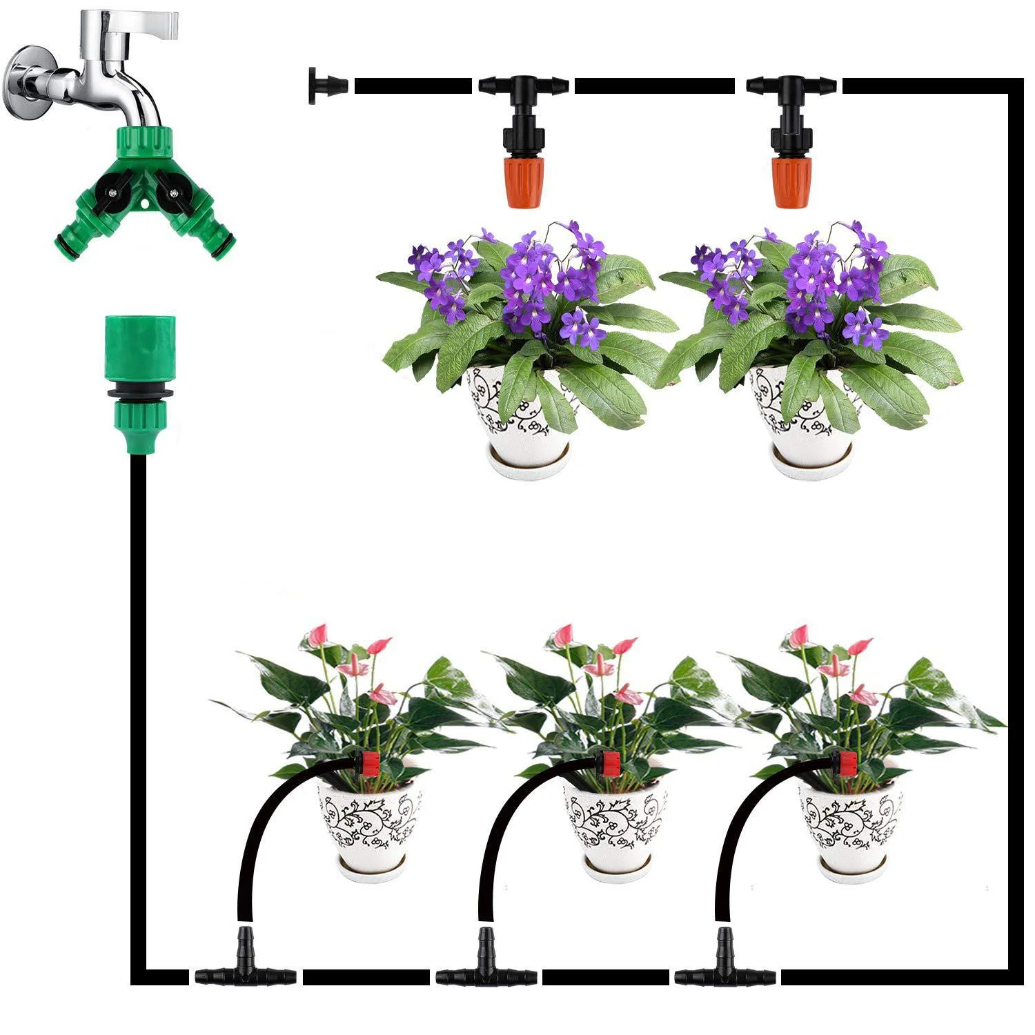 Drip Irrigation Kit System Automatic Watering Equipment Tubing Hose for Garden 100 ft