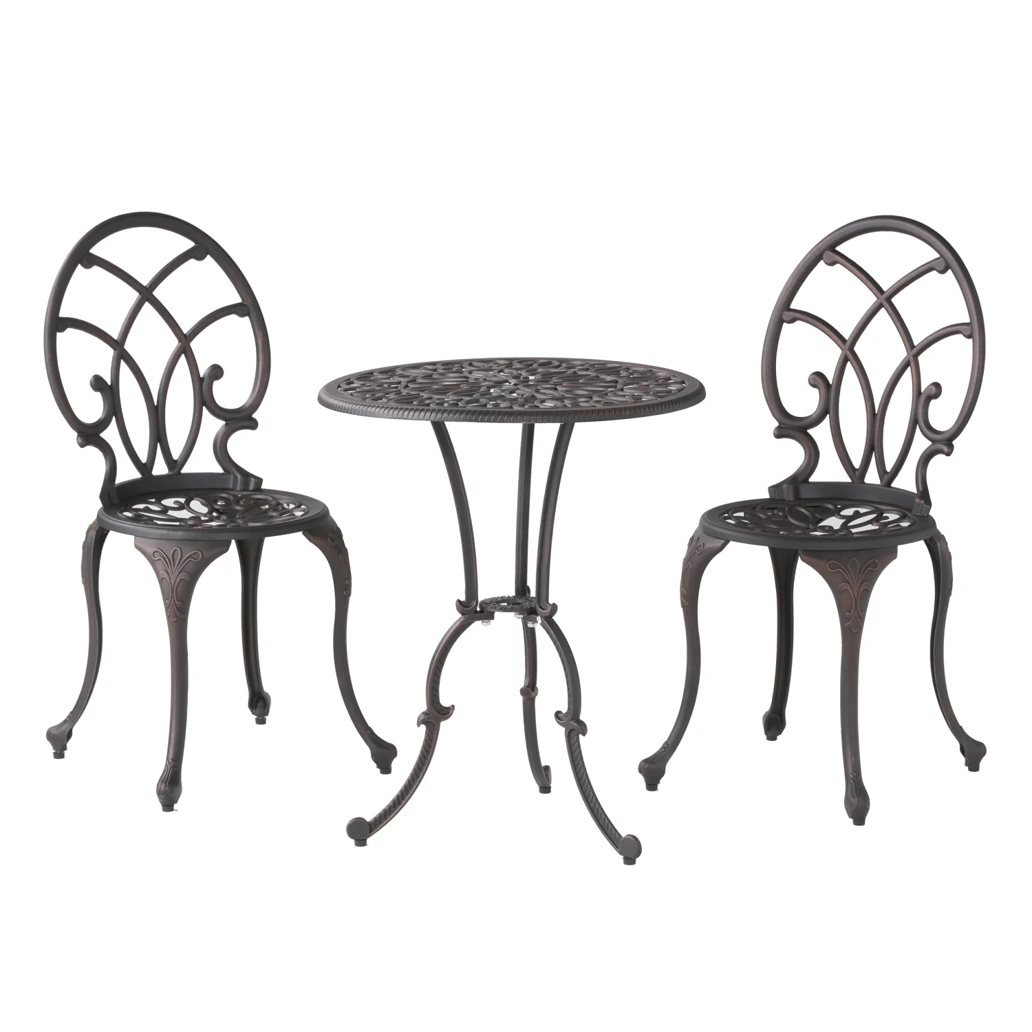 Elegant Charleston 3pc Cast Aluminum Bistro Set for Outdoor Patio Dining or Relaxing - Stylish  Durable and Comfortable Furniture