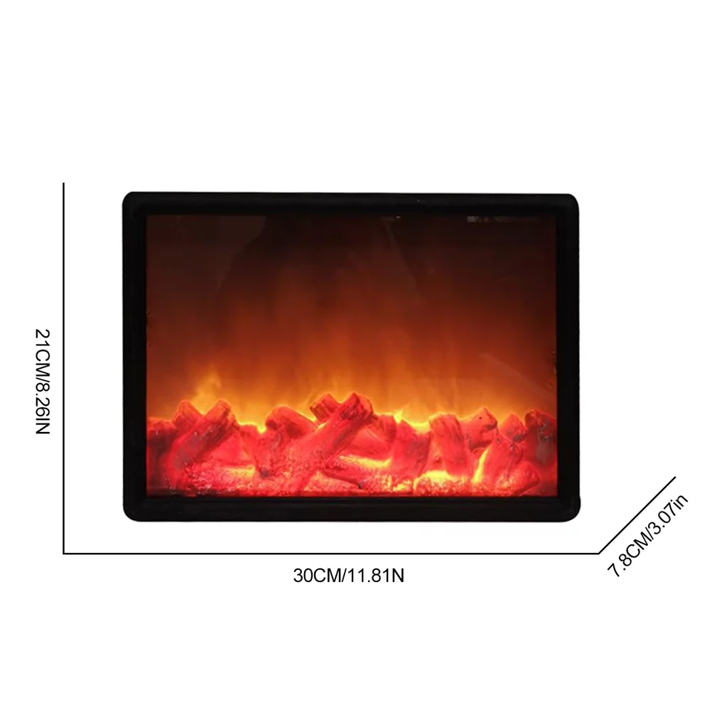 Fireplace Lanterns Decorative Flameless Portable LED Lantern Battery Operated and USB Operated Indoor/Outdoor( No Heater Function Black Rectangle Size:11.8x8.2x3 Inch)