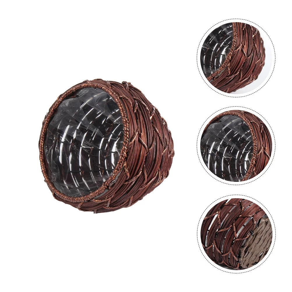 Guichaokj Handmade Woven Plastic Rattan Flower Basket Plant Pot Flower Arrangement Pot