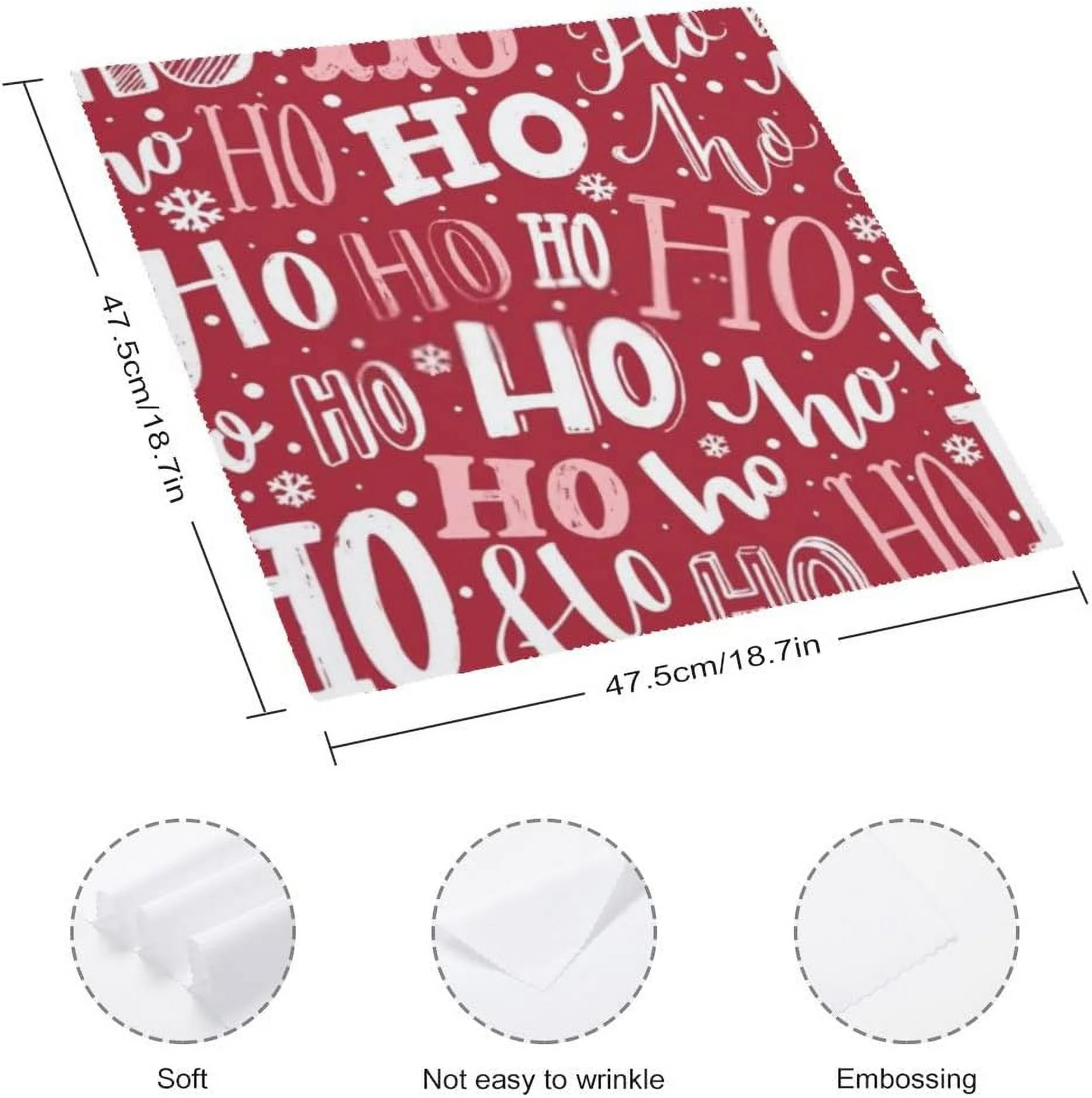 Cloth Napkins Christmas Ho Funny Red Soft Comfortable Napkins 2 pcs for Family Dinners Weddings Cocktail Kitchen Banquet Decorative Washcloths