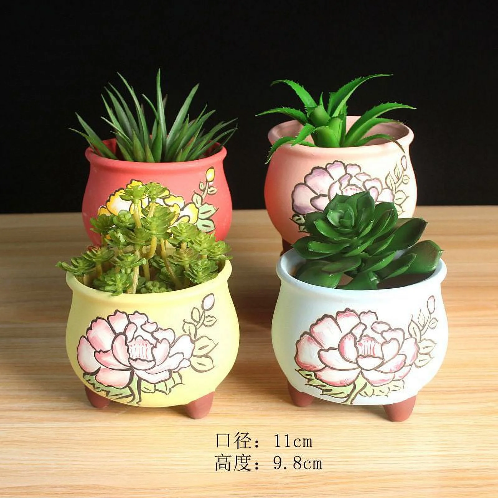 LivNxt Hand-Painted Ceramic Succulent Planter - Korean Style Planter for Succulents