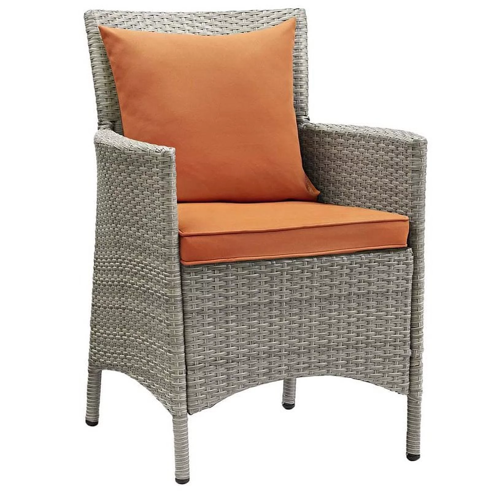Pemberly Row  Patio Dining Arm Chair in Light Gray and Orange
