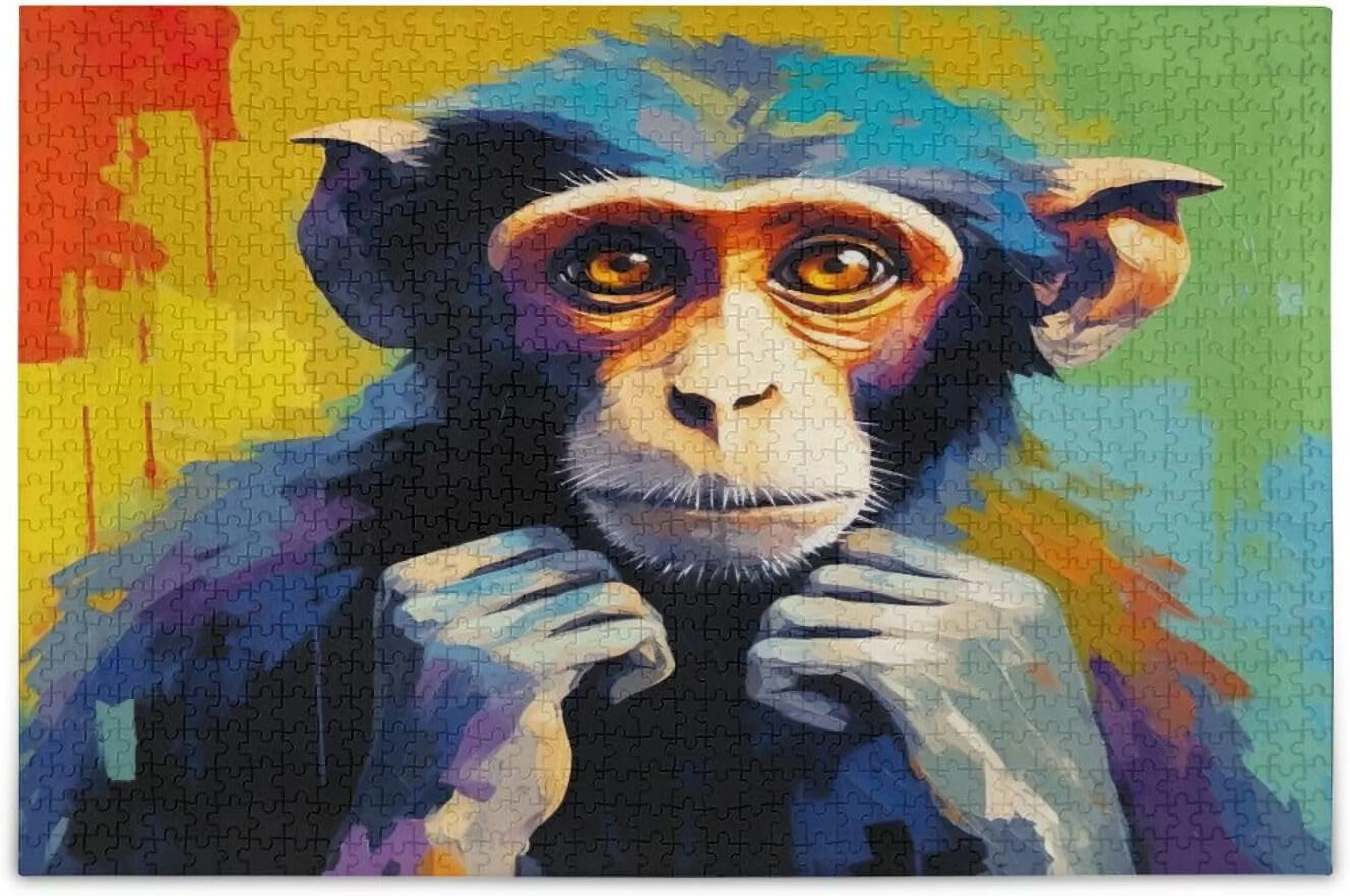 Colorful Cute Monkey Jigsaw Puzzles for Adults 500 Pieces, Decompression Entertainment Game Family Puzzles Gifts for Kids and Teenagers