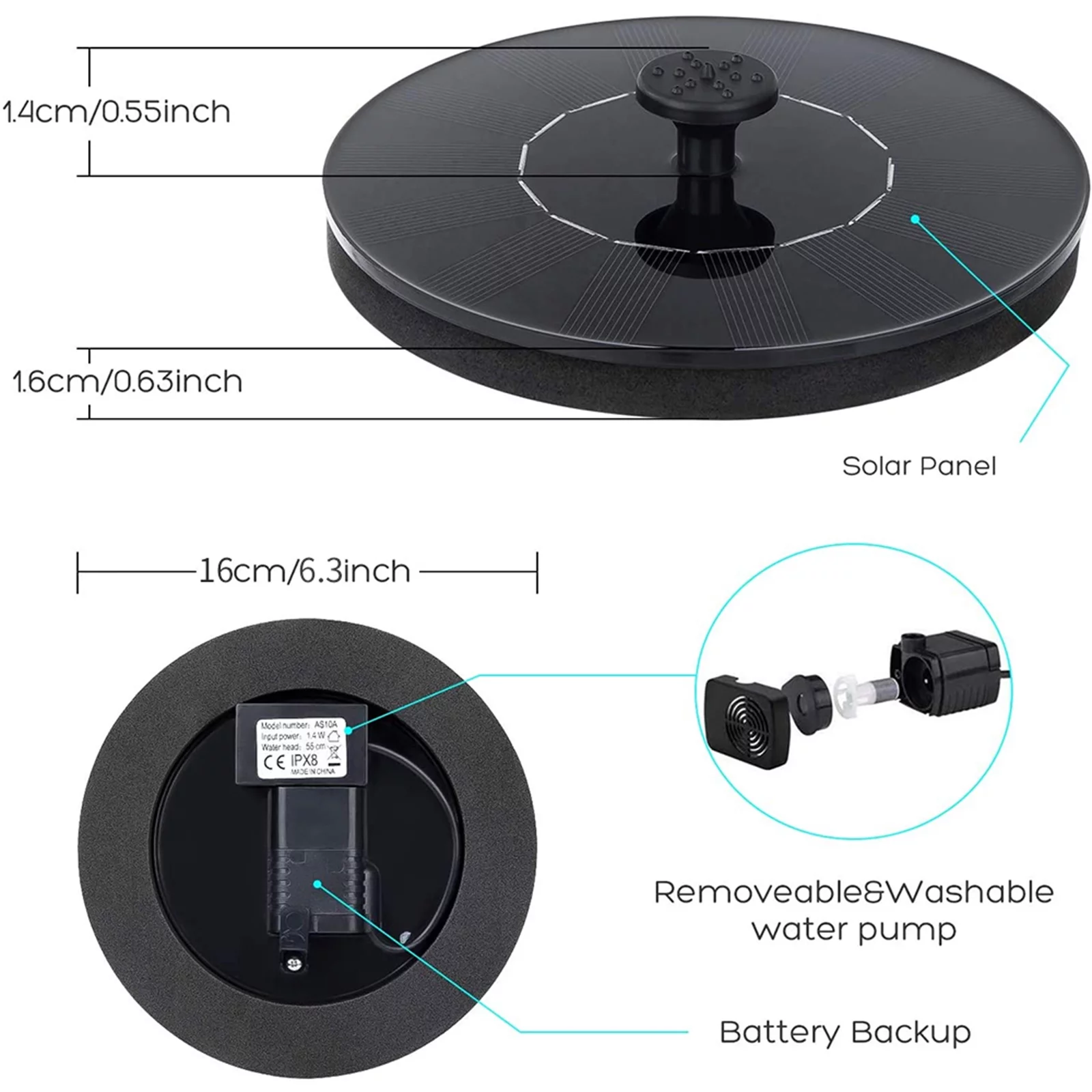 Fountain,4 Nozzles Landscape Solar Pump Pools With 4 Landscape Pond Nozzles Landscape With 4 Nozzles Pump Bath Powered Water Pools Bath Solar Powered Huiop Solar Powered Water