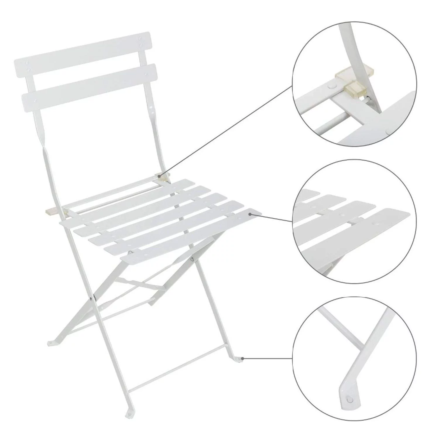 Myron 3 Piece Bistro Style Furniture Set – 2 Eye Catchy Chair With a Round Tea Table - White