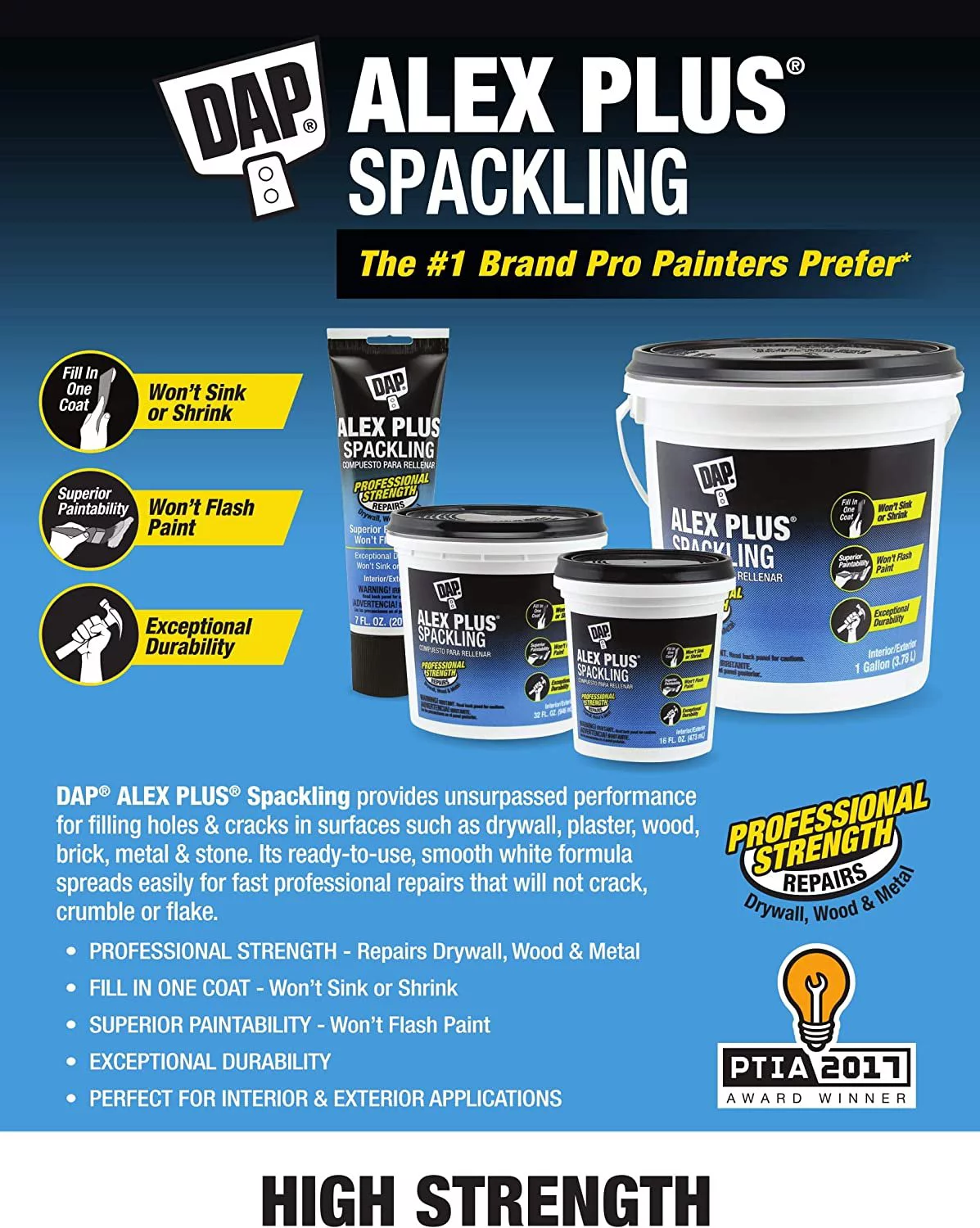 1 Qt Dap 18746 Alex Plus Spackling