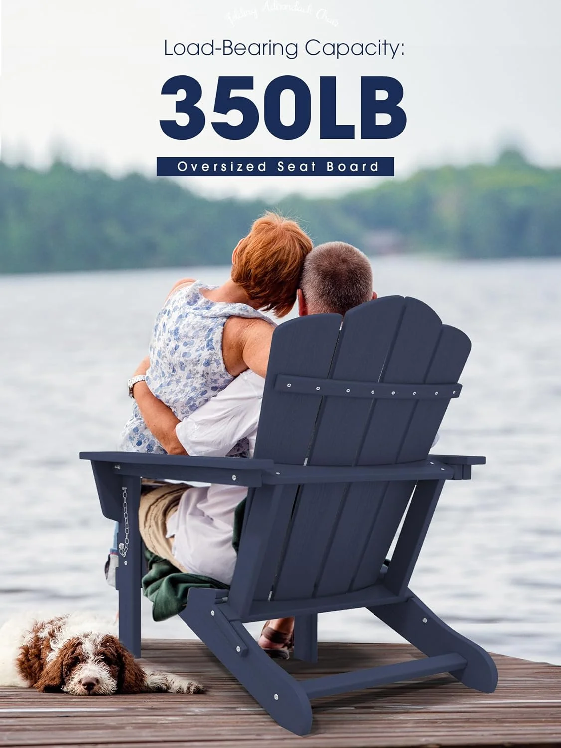 KINGYES Adirondack Chair, Folding Design, Navy