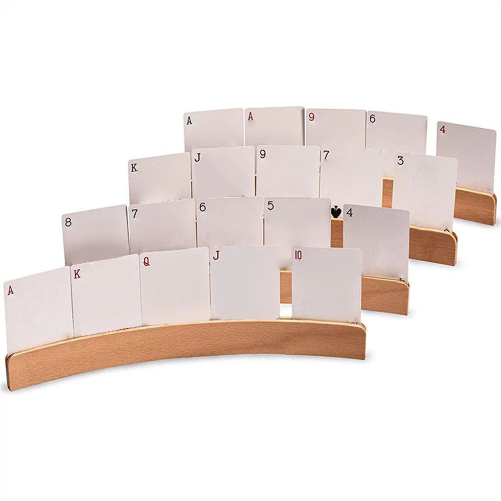 LLQkigsxse Yard Candy Canes Lights Curved Wooden Playing Card Holder 14 Inch Wooden Playing Card Holders, Set of 2 Gift Set