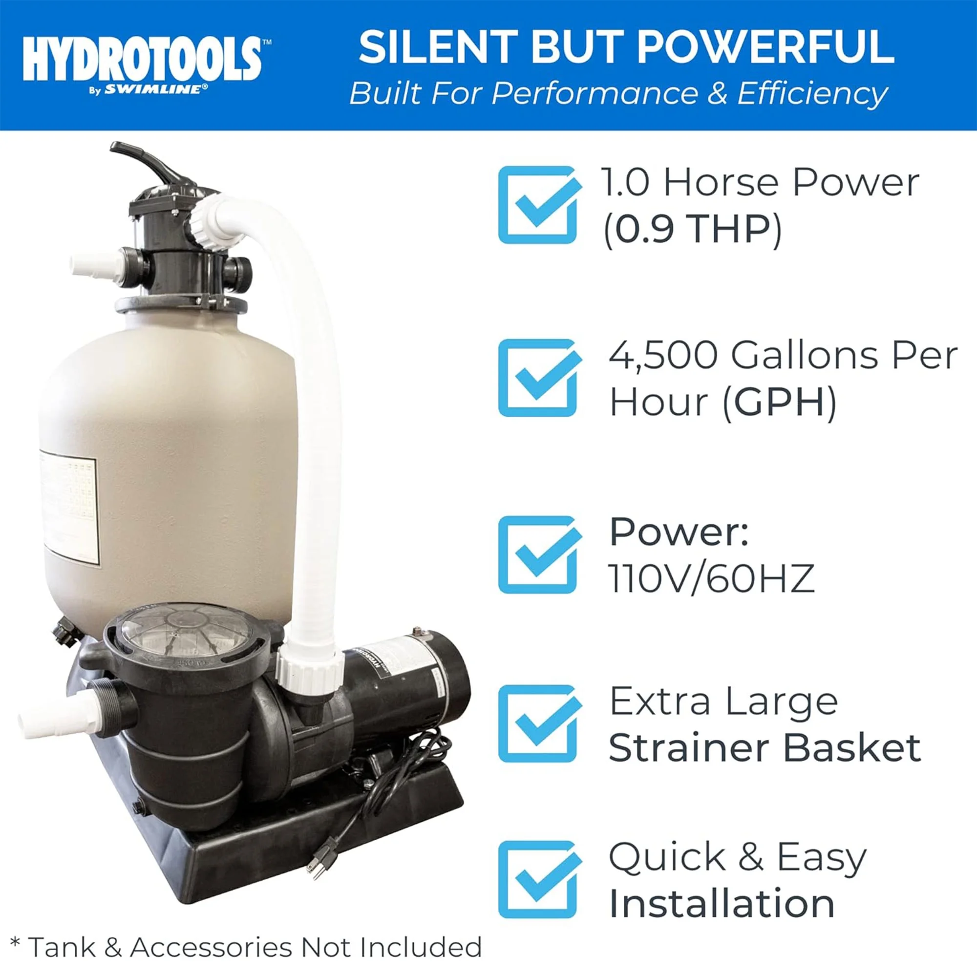 Swimline HydroTools Hydro Flo 1.0 HP Vertical Discharge Swimming Pool Pump