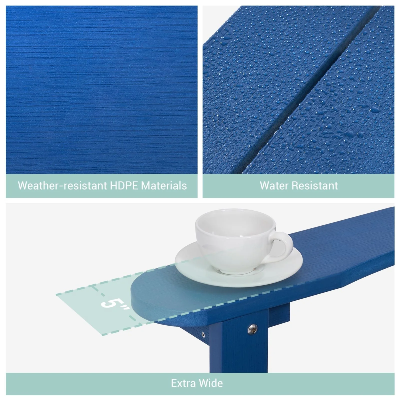 BONOSUKI Outdoor Faux Wood HIPS  Patio Adirondack Chair Royal Blue