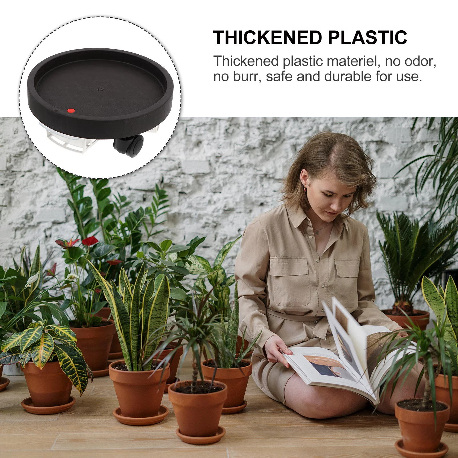 NUOLUX  Flower Pot Planter Stand  Stand Rolling Roller Round Potted Dolly Dolly Saucer Bonsai Shelf Caster Roller