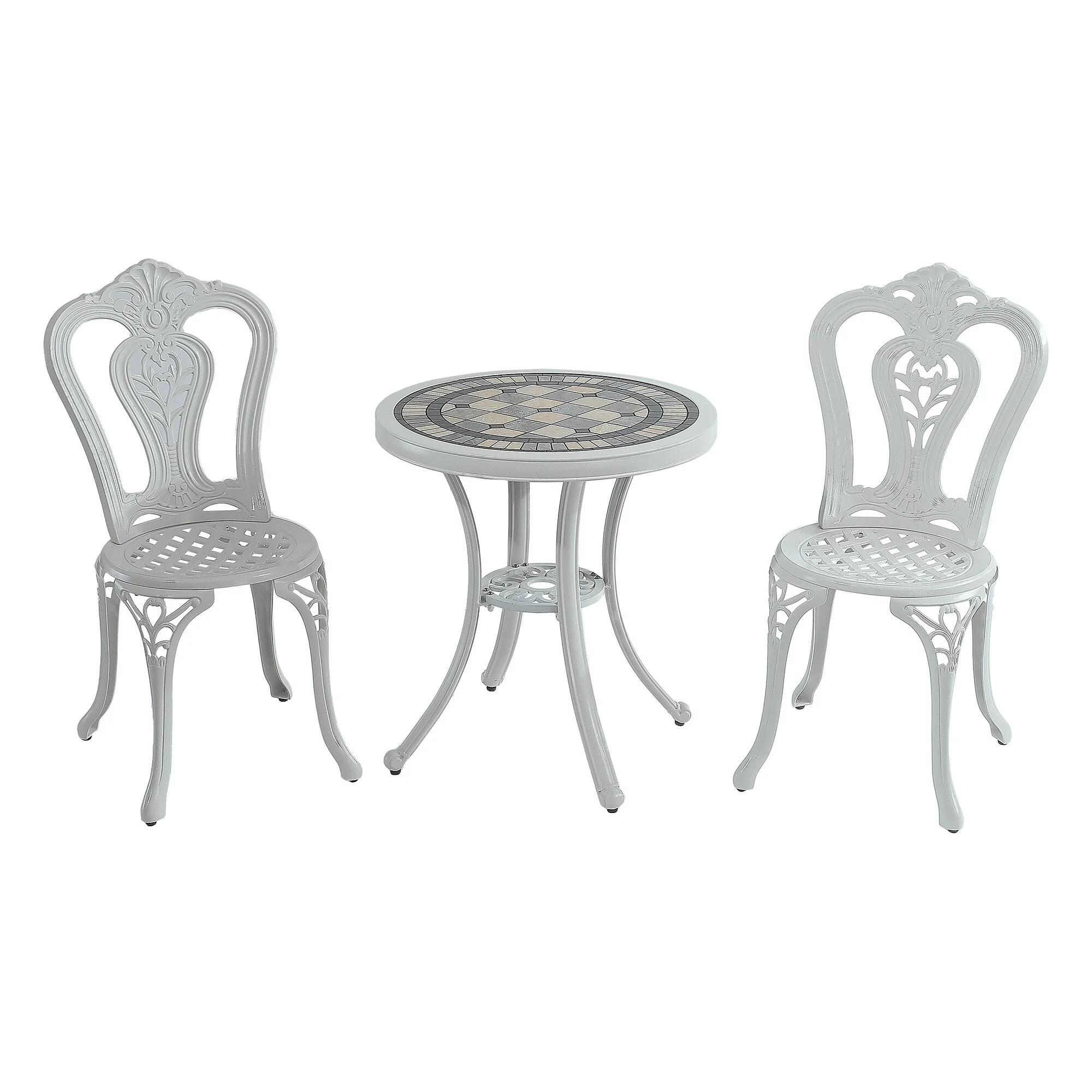 Clihome 3-Piece Cast Aluminum Outdoor Patio Bistro Set White