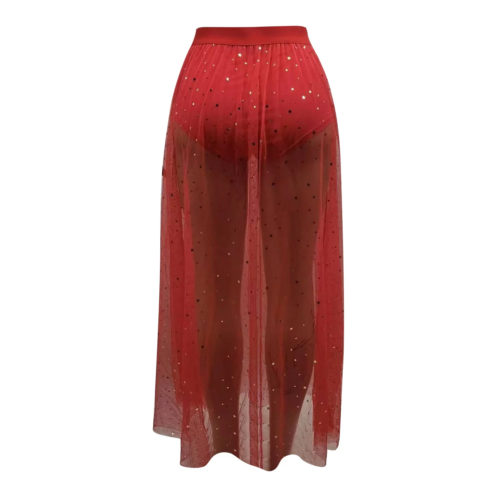 Spring Maxi Skirt Women'S 2 In 1 Sheer Mesh High Waist Galaxy Print A Line Maxi Skirt Women'S Skirts Summer