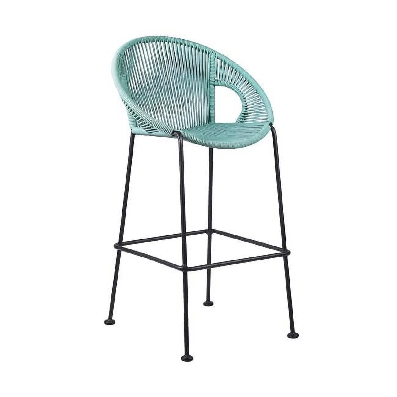 26 in. Acapulco Indoor Outdoor Steel Bar Stool with Wasabi Rope