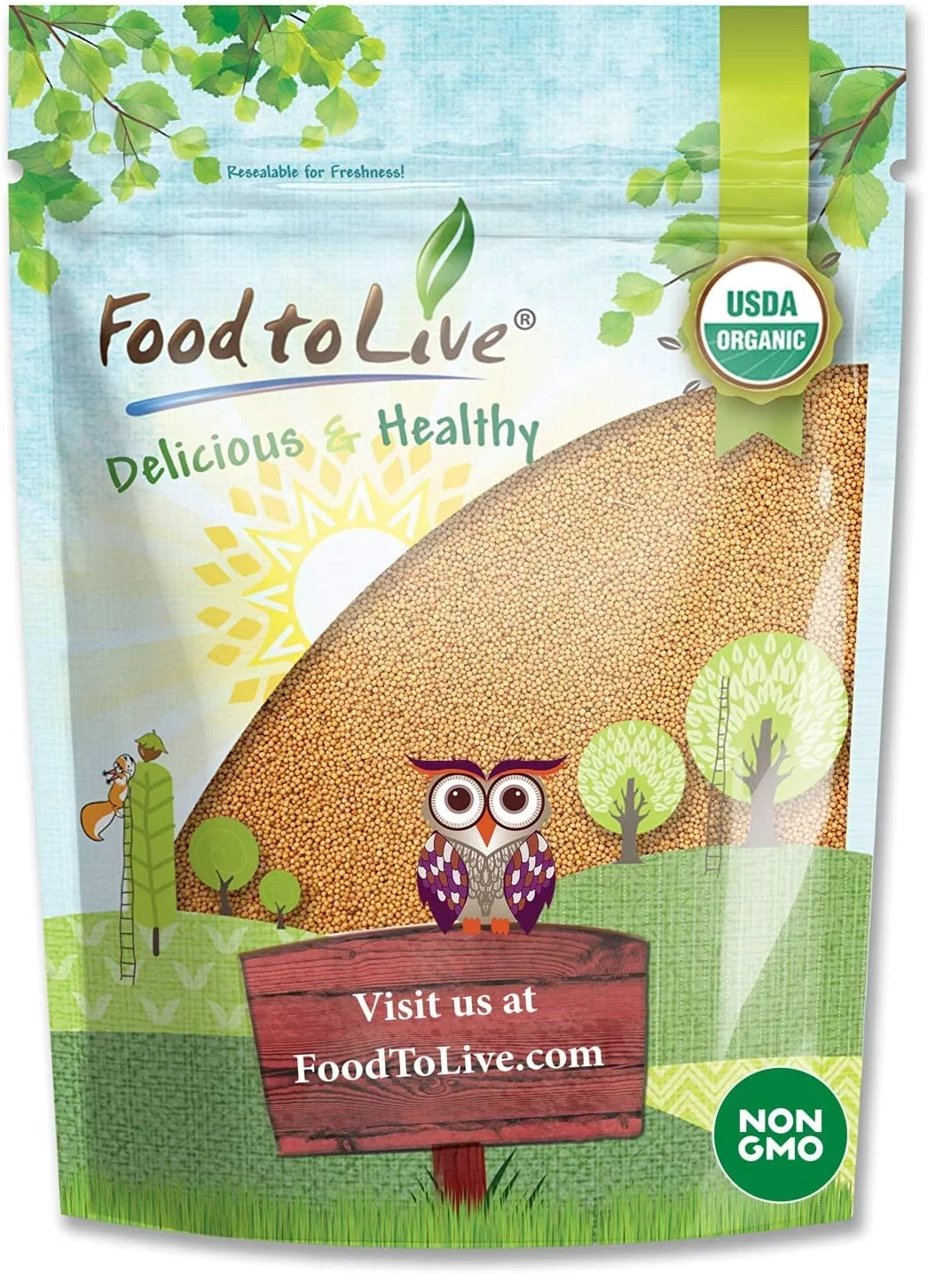 Organic Yellow Mustard Seeds, 1 Pound — Non-GMO, Kosher, Raw, Vegan — by Food to Live