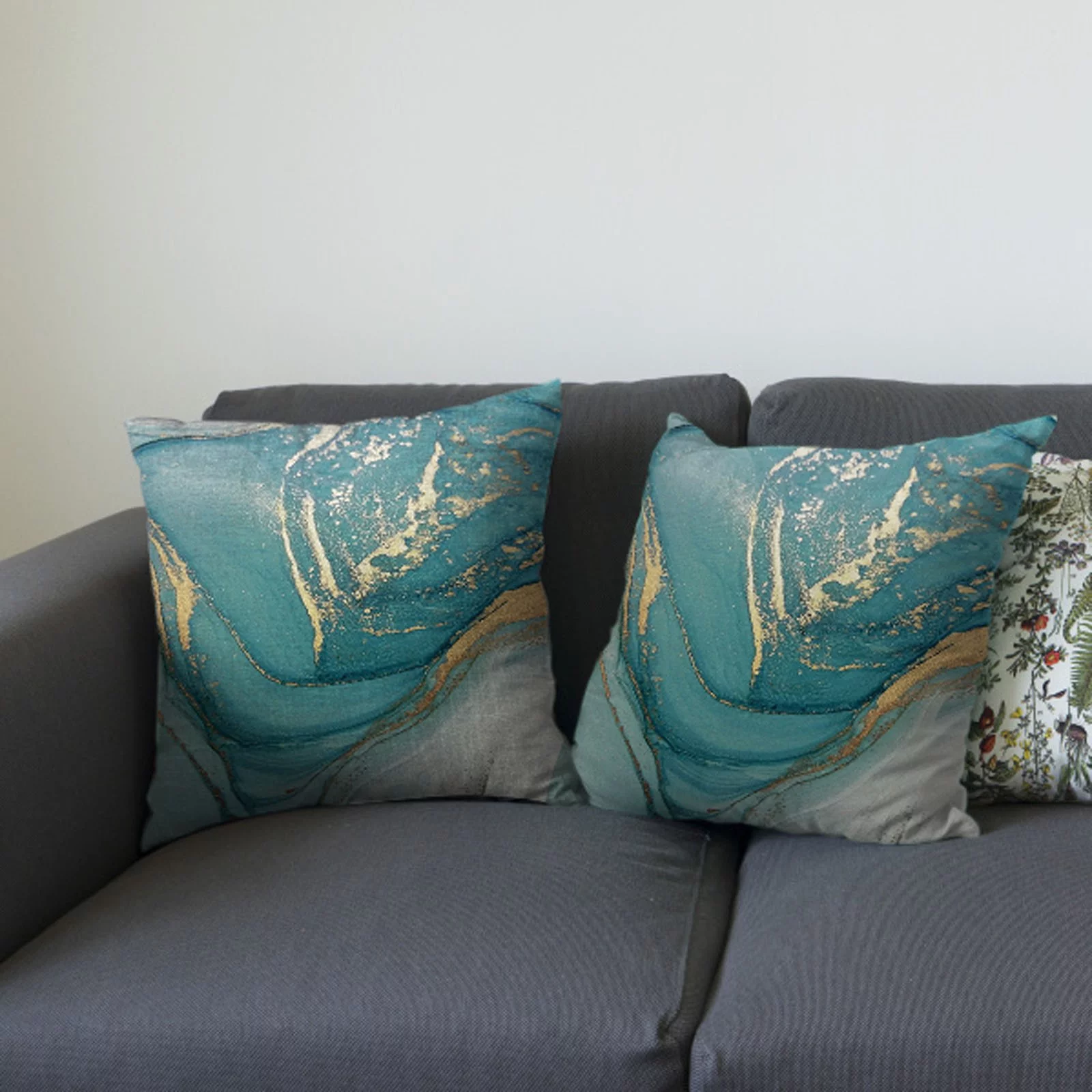 Yeetfub Turquoise Abstract Art Polyester Flannel Pillowcase Digital Printing Cushion Pillowcase Home Sofa Hanging Chair Pillow Car Seat Cushion Coreless