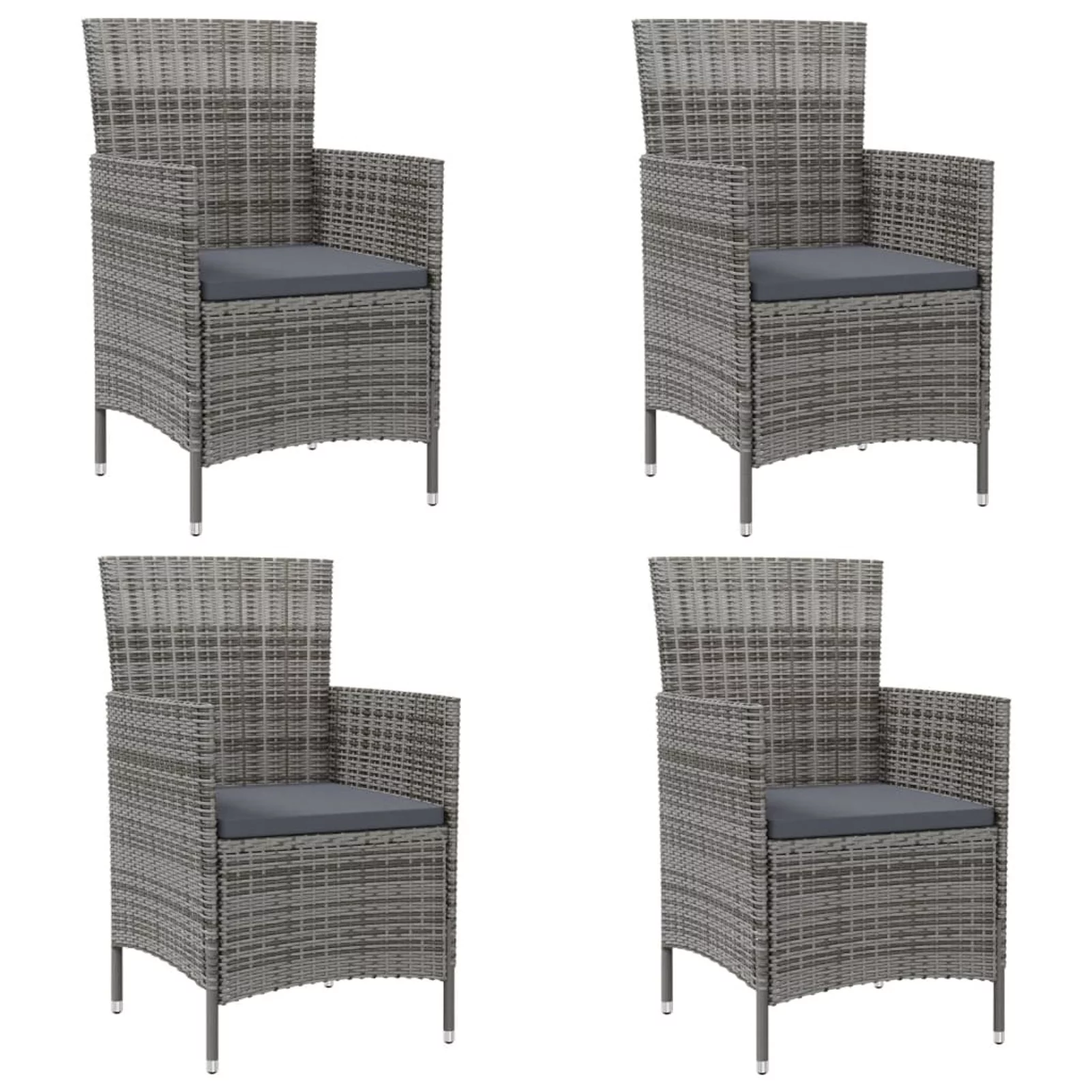 Aibecy Patio Chairs with Cushions 4 pcs Poly Rattan Gray