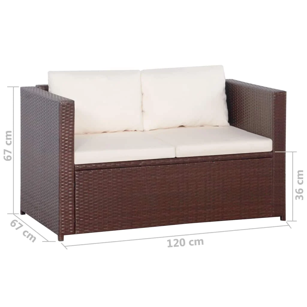 Aibecy 3 Piece Bistro Set Poly with Cushions Rattan Brown