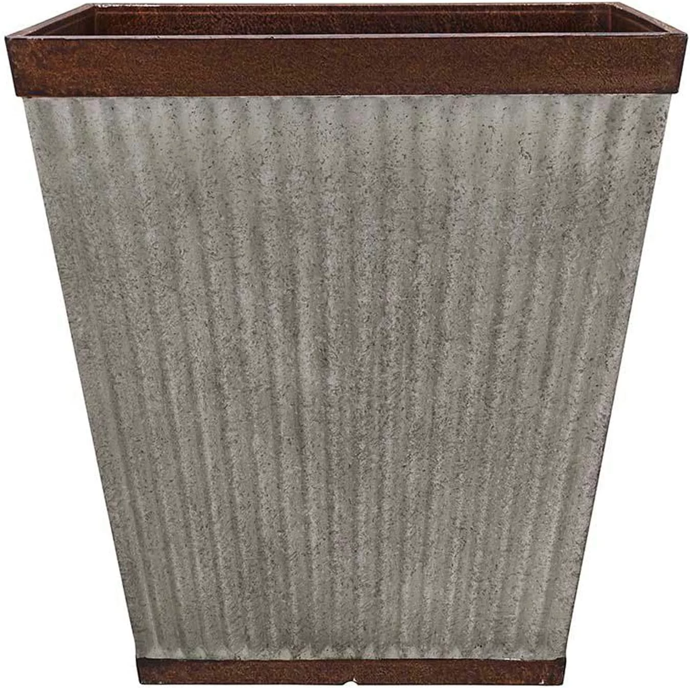 HDR-046851 16 Inch Square Rustic Resin Indoor Outdoor Garden Planter Urn Pot for Flowers, Herbs, and Flowers (3 Pack)