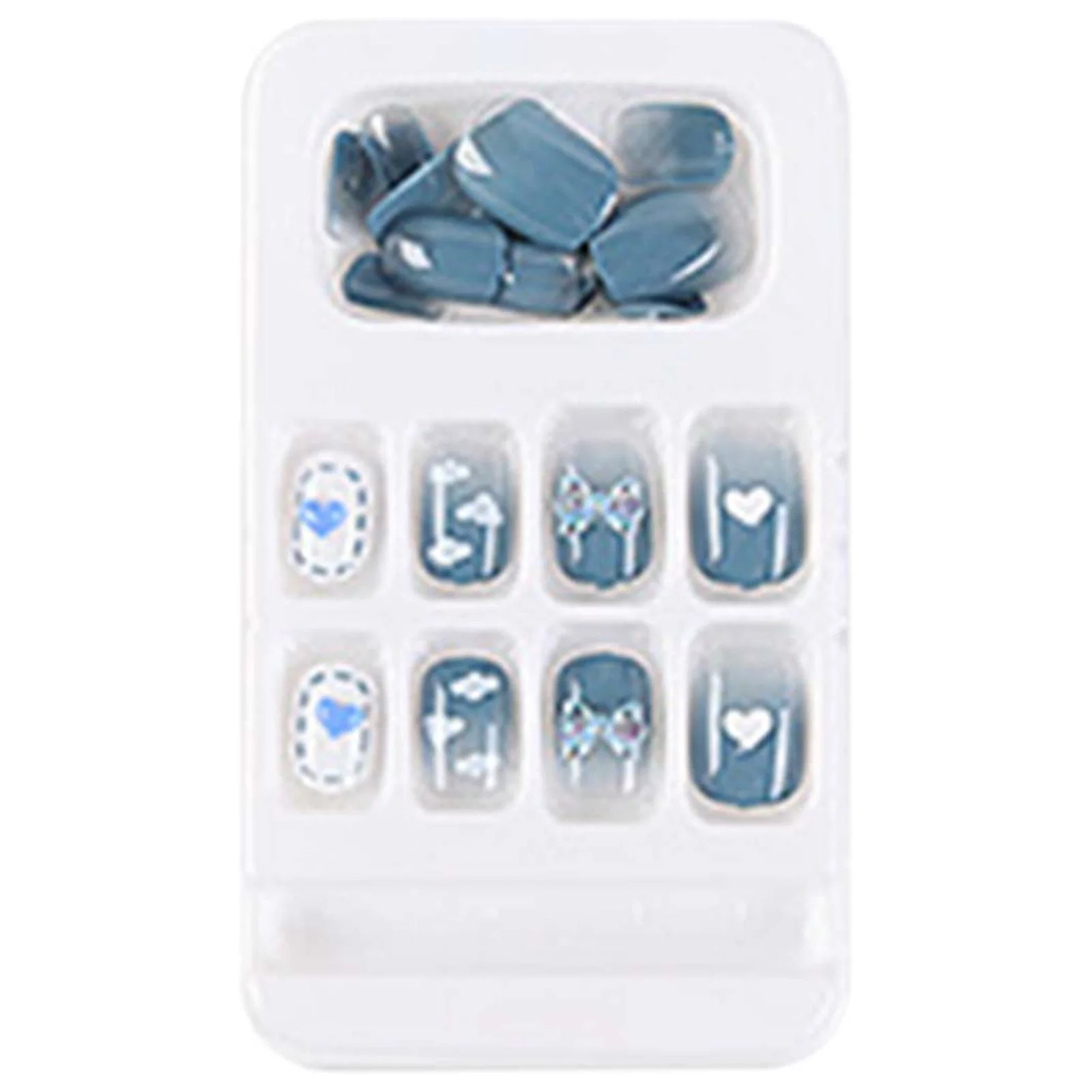 WalGRHFR 4th of July False Nail Kit with Everything Pressing Nails, 24 Pieces of Nails, Striped Design, Nail Set, Including Nail Glue Acrylic Nail Glue Is Glued to the Nails of Women